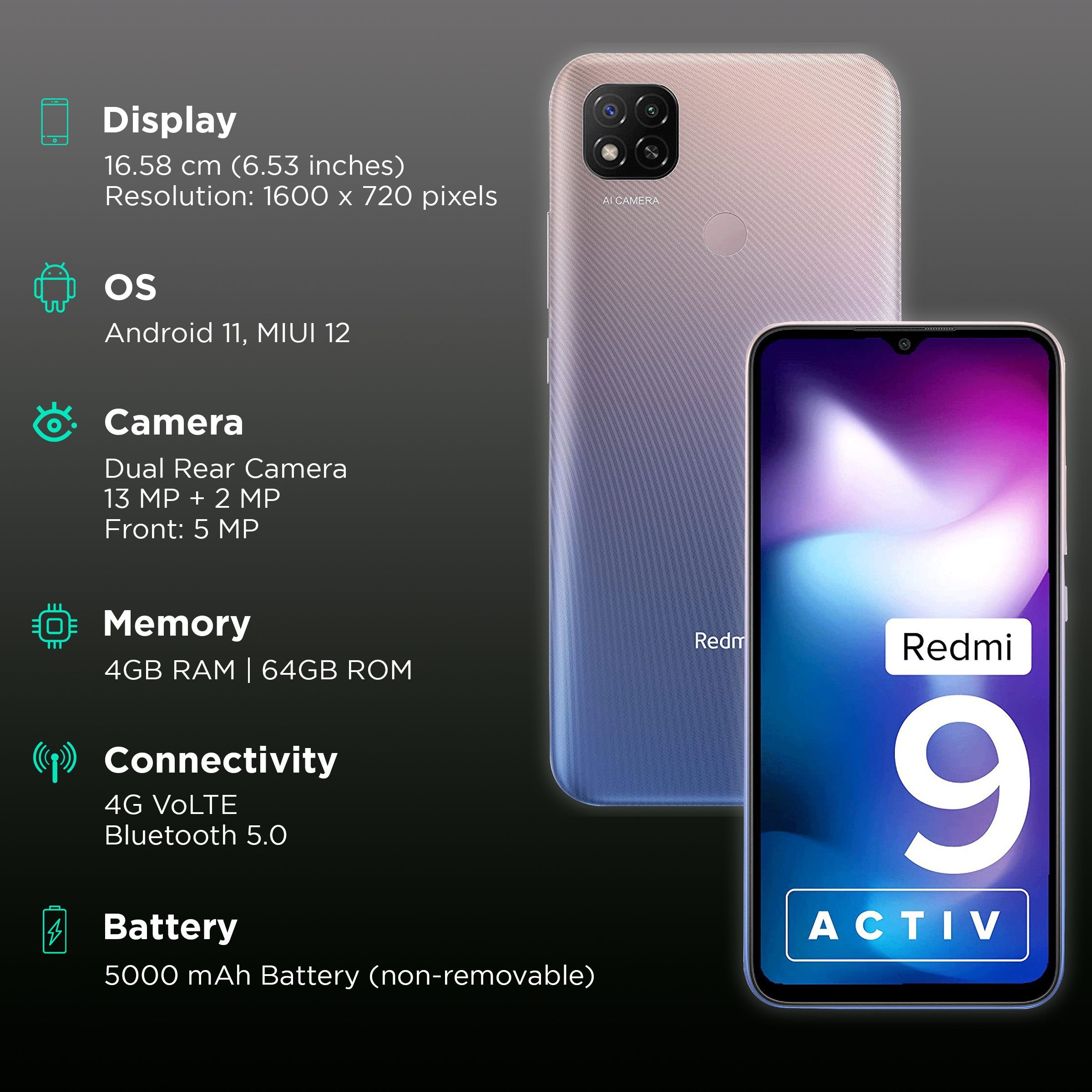 Redmi 9 Activ (4GB RAM, 64GB, Metallic Purple) Redmi 9 Activ (4GB RAM, 64GB, Metallic Purple)_2