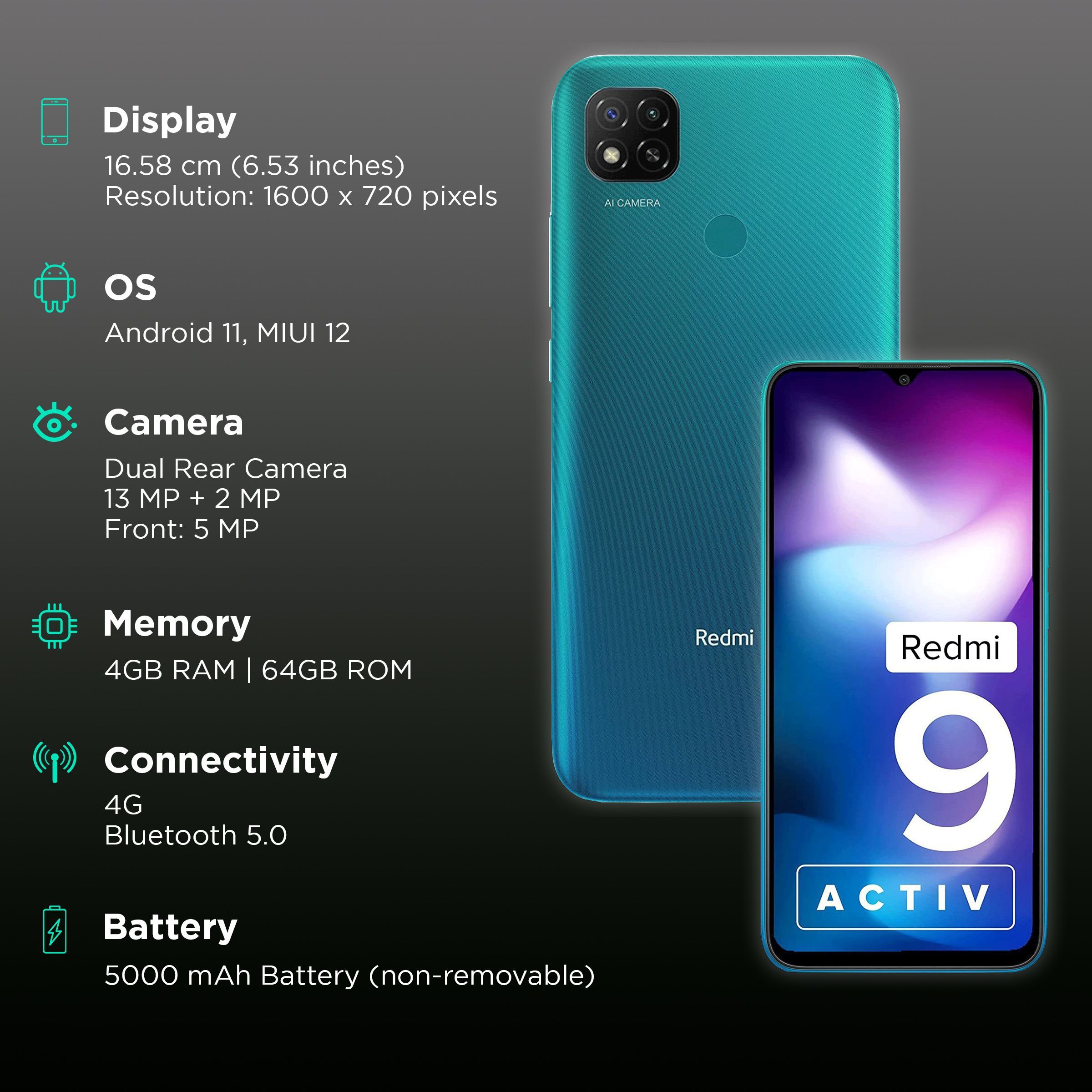 Redmi 9 Activ (4GB RAM, 64GB, Coral Green) Redmi 9 Activ (4GB RAM, 64GB, Coral Green)_2