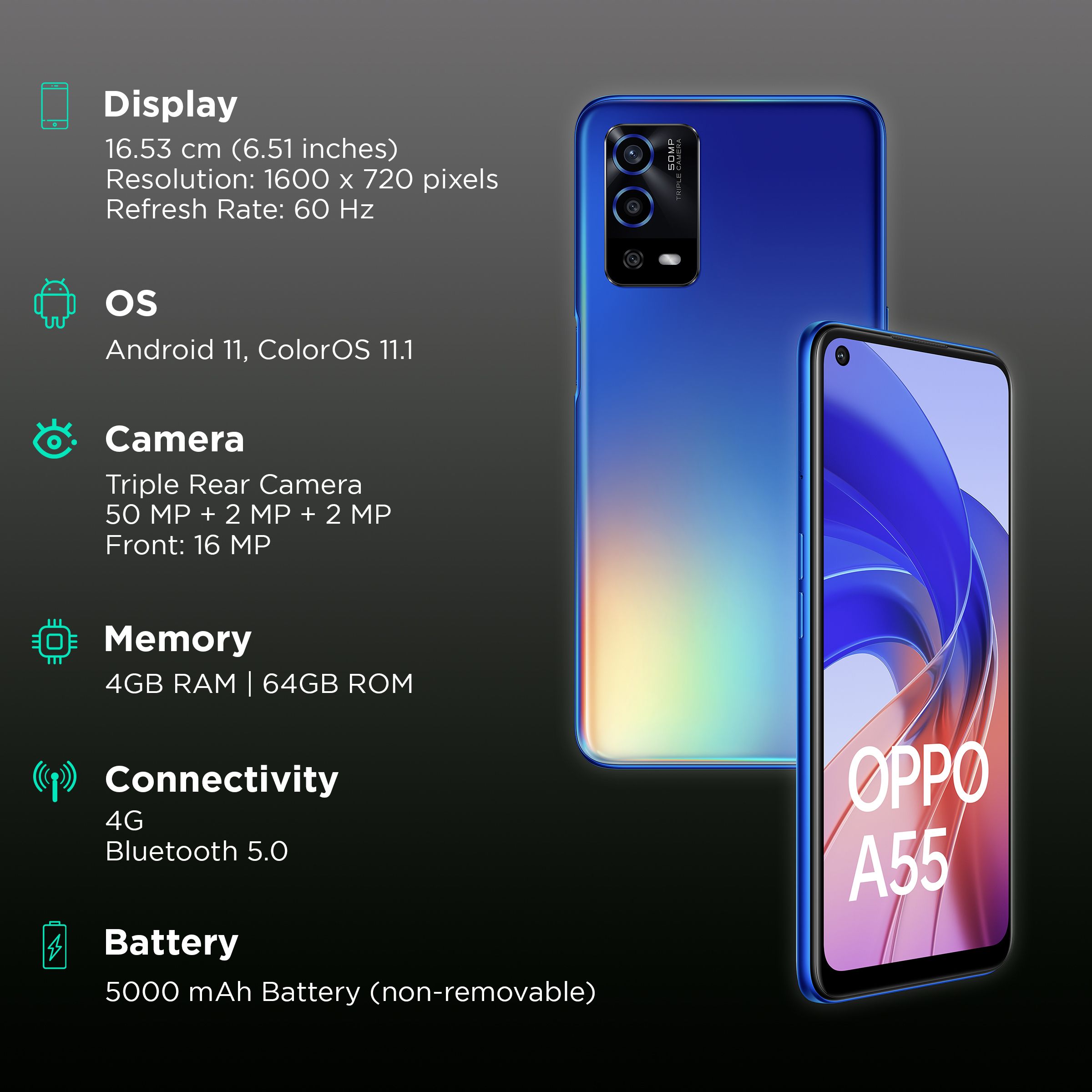 oppo A55 (4GB RAM, 64GB, Rainbow Blue)_3