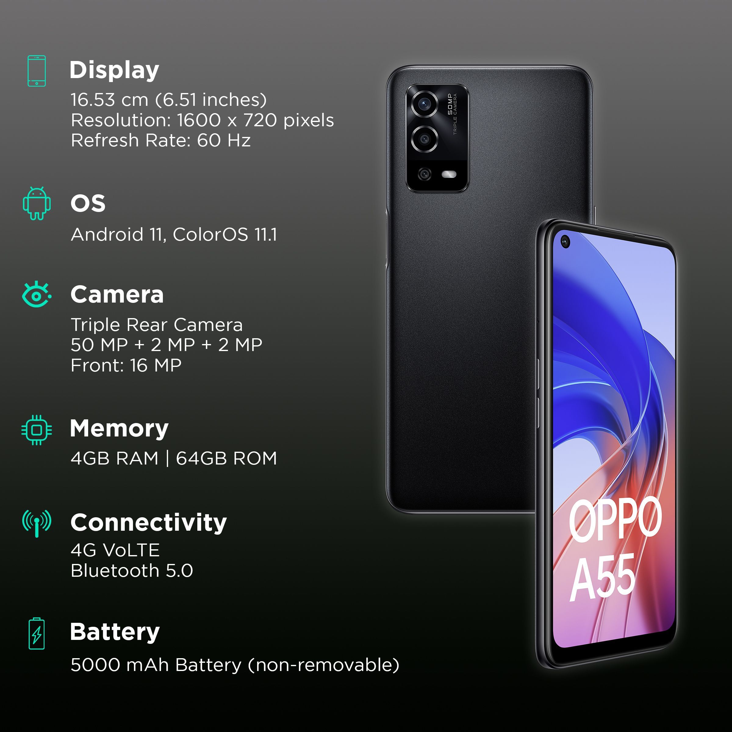 oppo A55 (4GB RAM, 64GB, Starry Black)_3