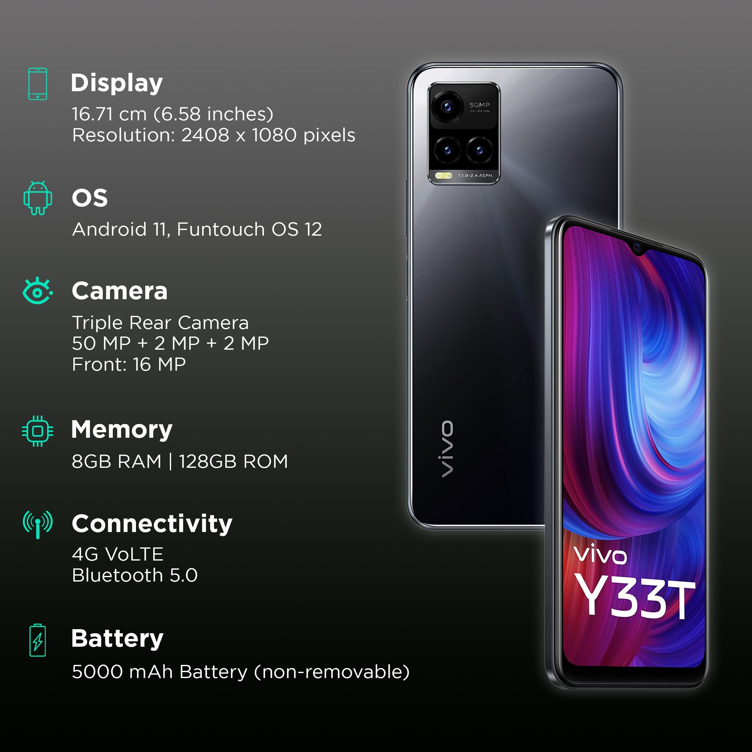 vivo Y33T (8GB RAM, 128GB, Mirror Black)_3