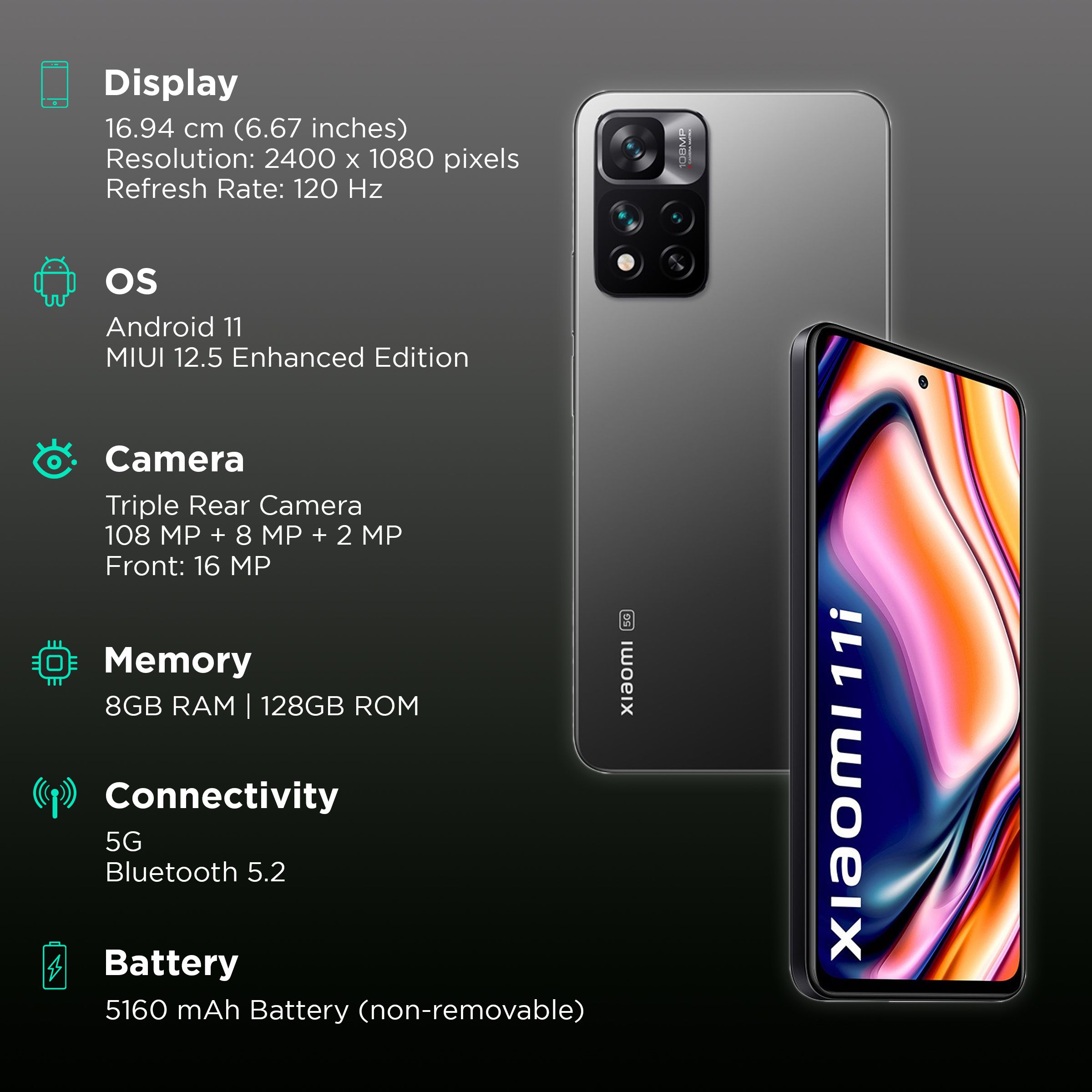 Xiaomi 11i 5G (8GB RAM, 128GB, Stealth Black) Xiaomi 11i 5G (8GB RAM, 128GB, Stealth Black)_3