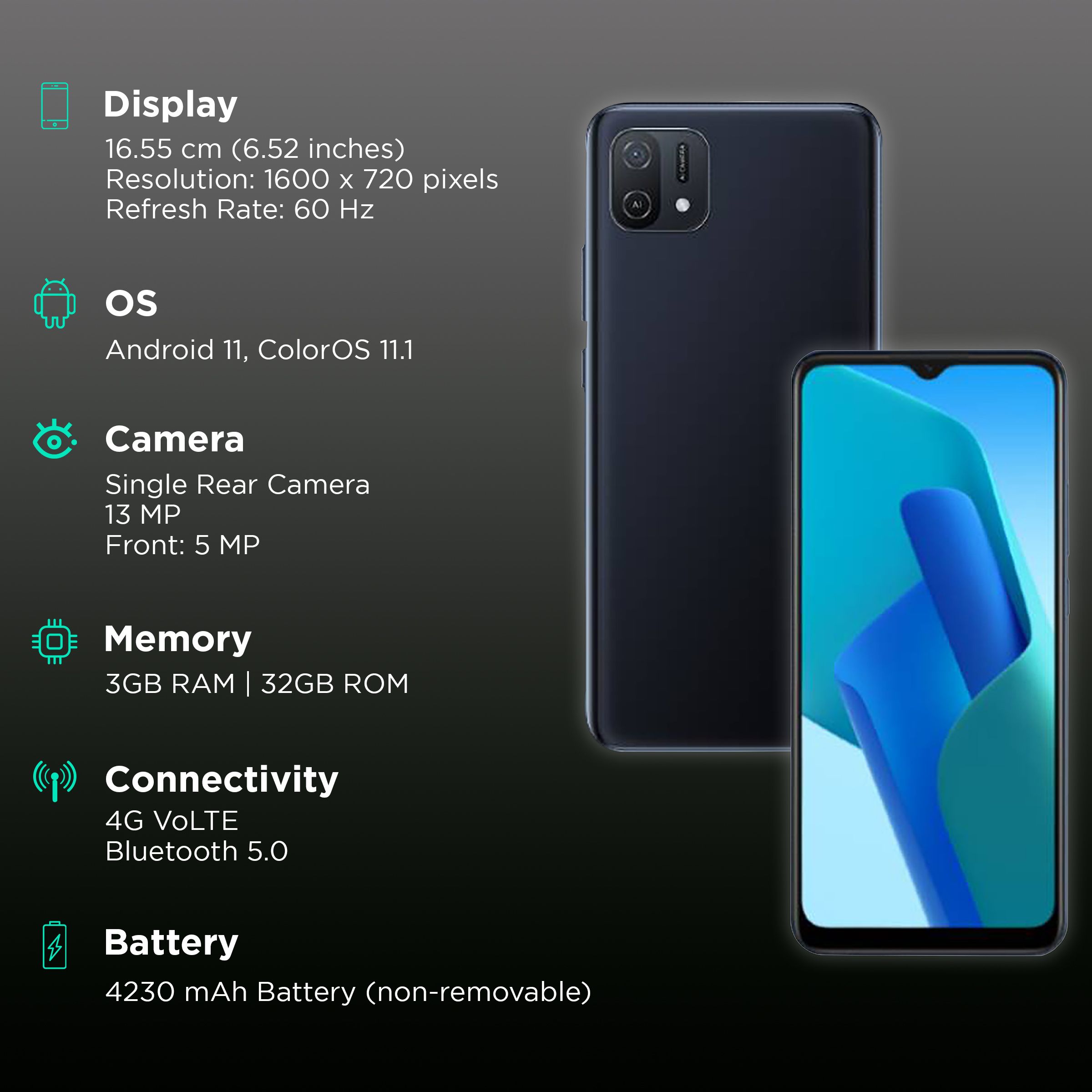 oppo A16K (3GB RAM, 32GB, Black)_3