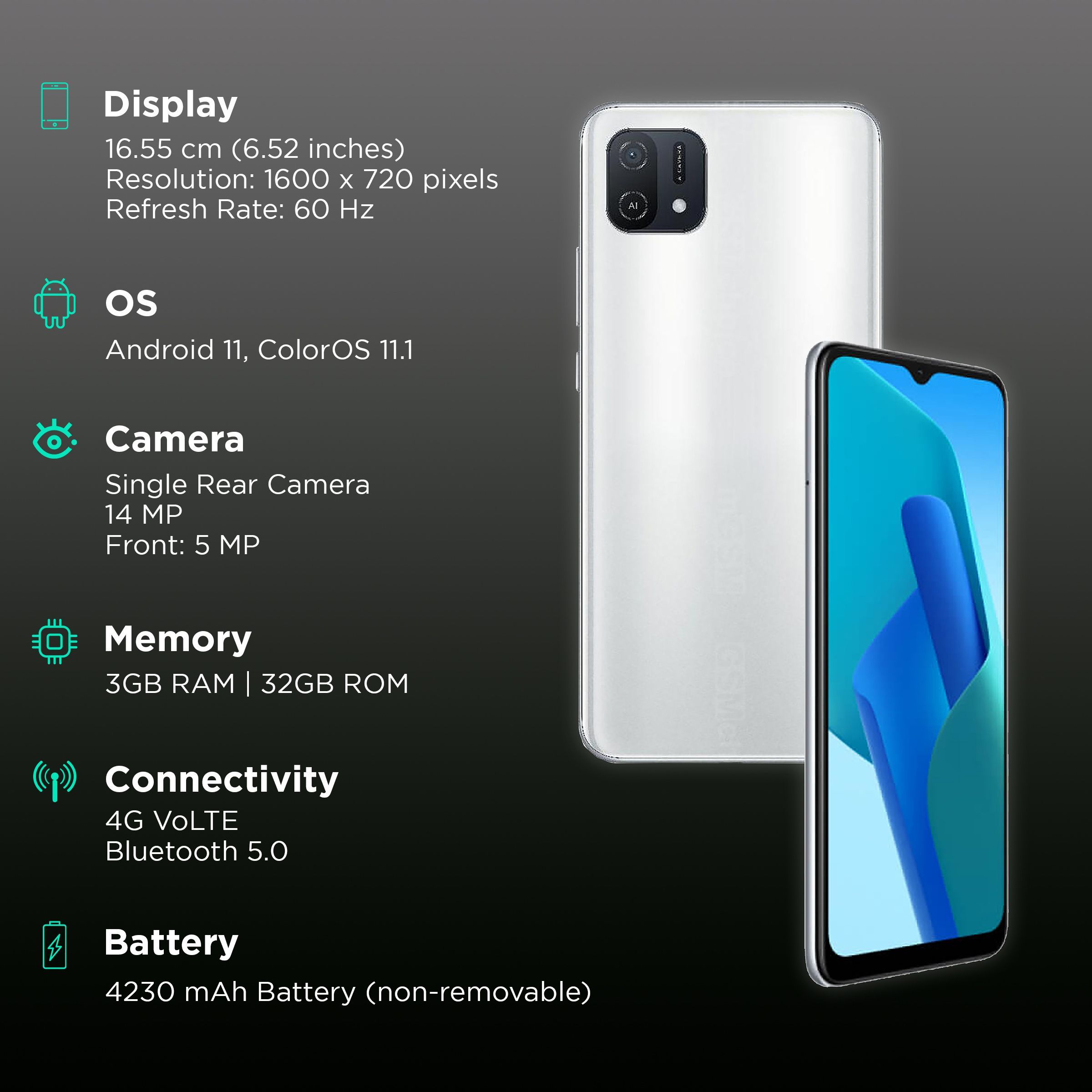 oppo A16K (3GB RAM, 32GB, White)_2