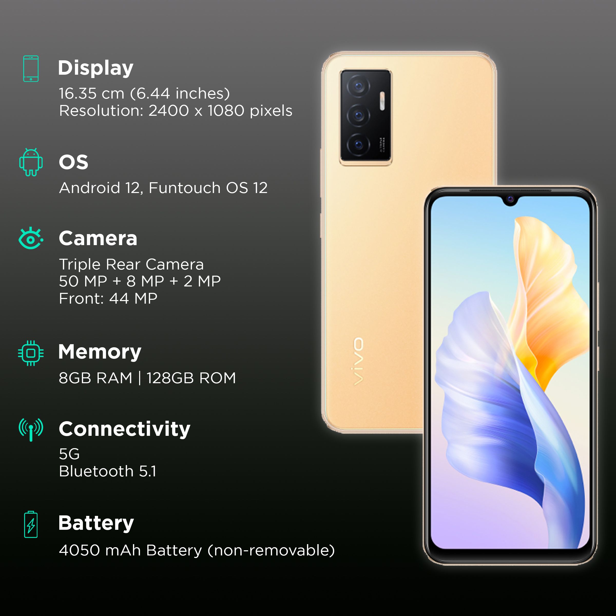 vivo V23e 5G (8GB RAM, 128GB, Sunshine Gold) vivo V23e 5G (8GB RAM, 128GB, Sunshine Gold)_3