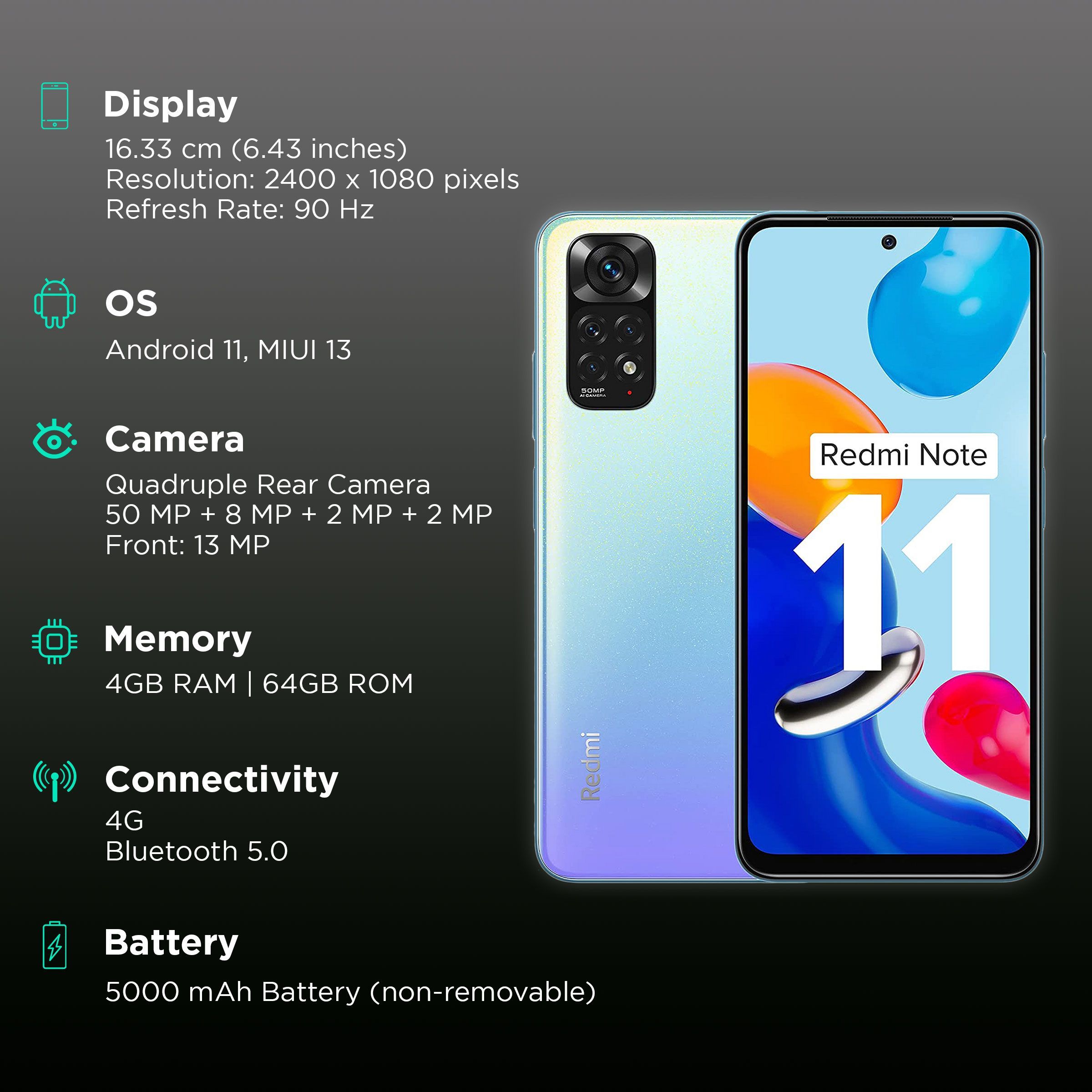 Redmi Note 11 (4GB RAM, 64GB, Stardust White)_3