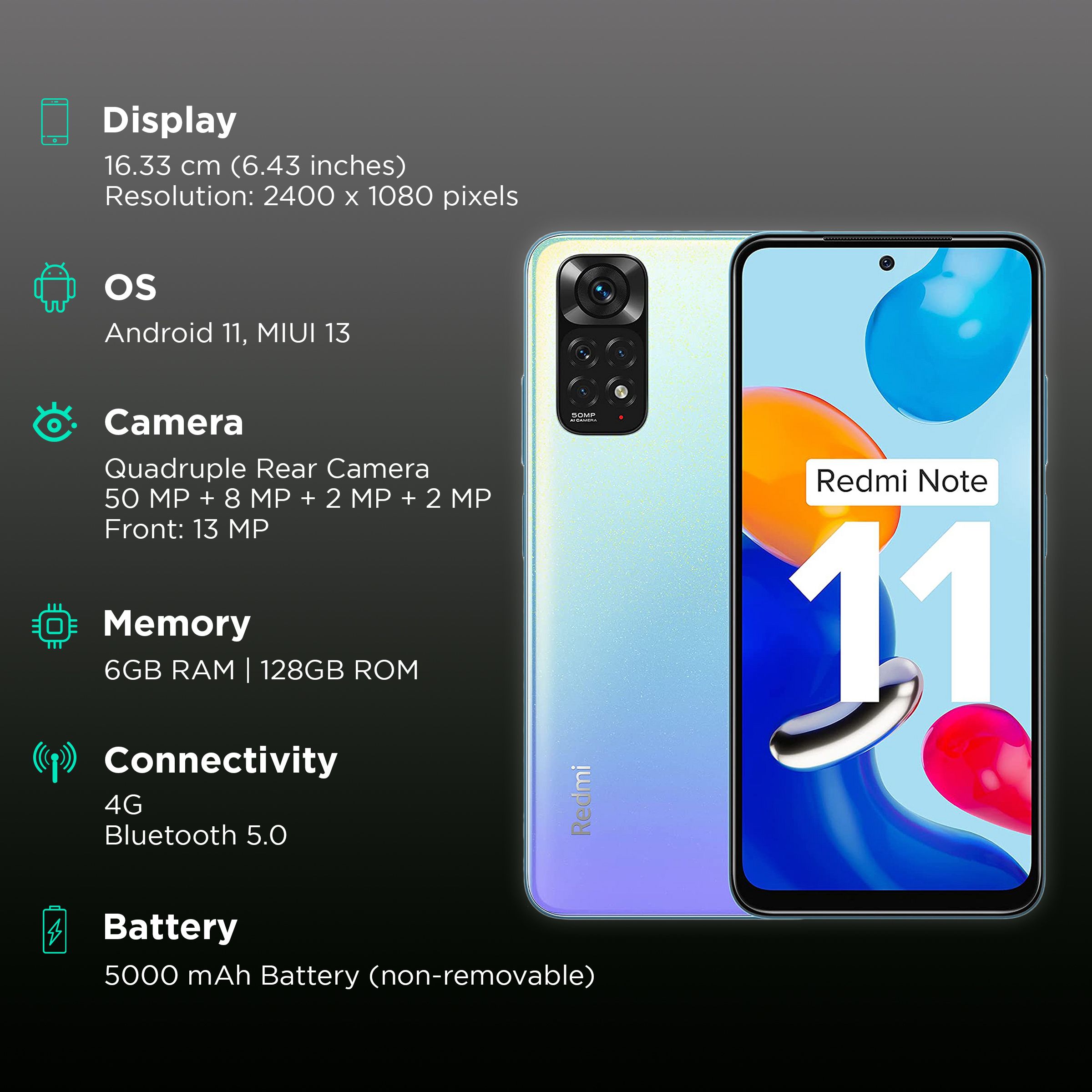 Redmi Note 11 (6GB RAM, 128GB, Starburst White) Redmi Note 11 (6GB RAM, 128GB, Starburst White)_3