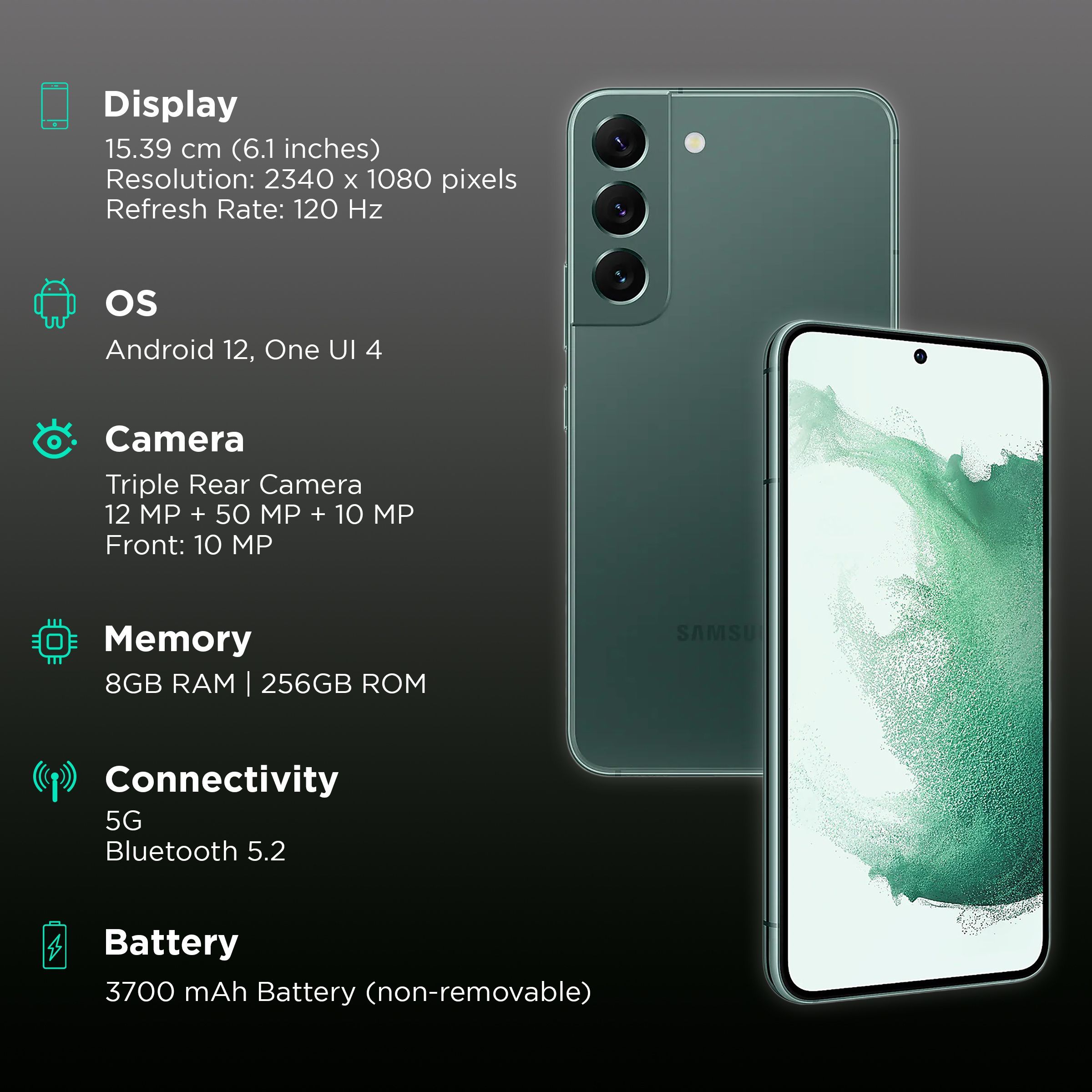 SAMSUNG Galaxy S22 5G (8GB RAM, 256GB, Green)_3