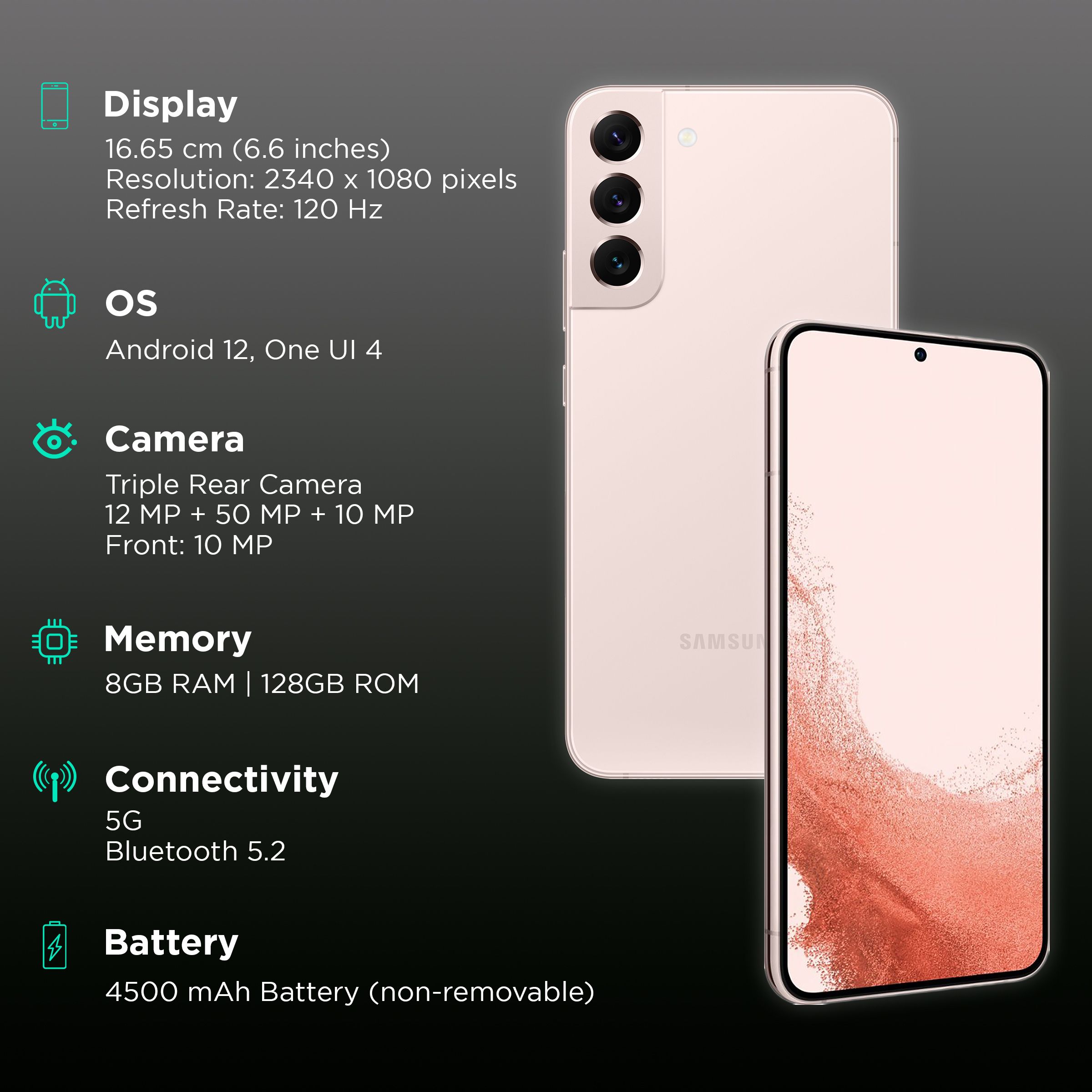 SAMSUNG Galaxy S22+ 5G (8GB RAM, 128GB, Pink Gold)_3