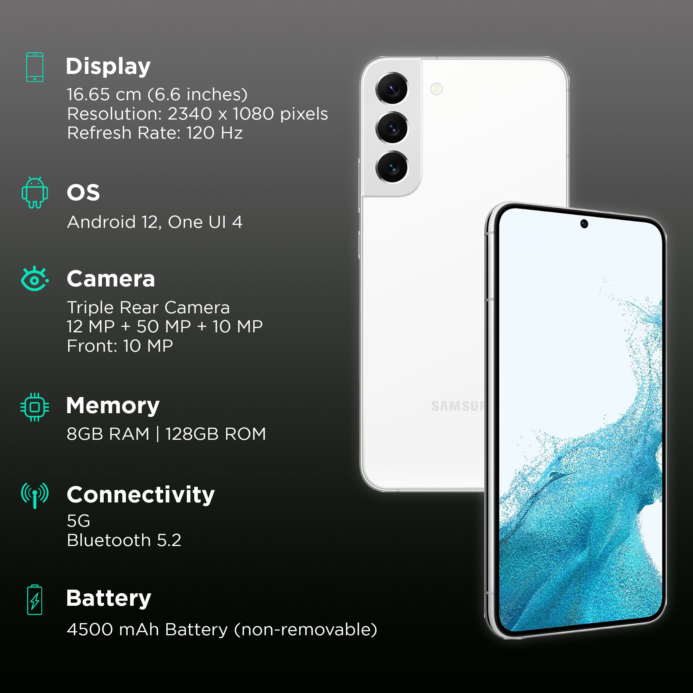 SAMSUNG Galaxy S22+ 5G (8GB RAM, 128GB, Phantom White)_3