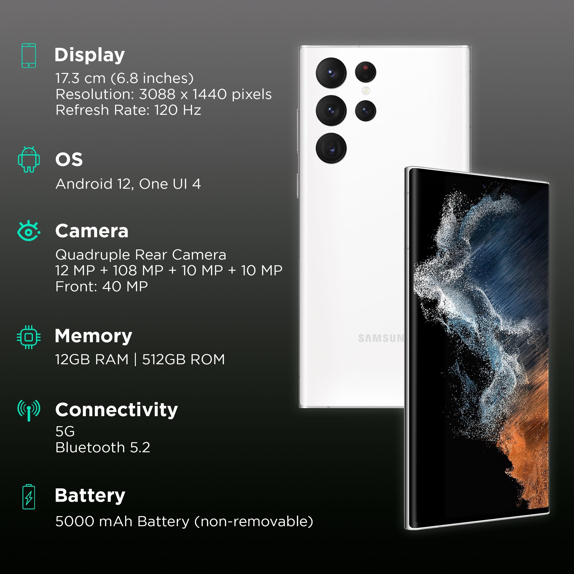 SAMSUNG Galaxy S22 Ultra 5G (12GB RAM, 512GB, Phantom White) SAMSUNG Galaxy S22 Ultra 5G (12GB RAM, 512GB, Phantom White)_3