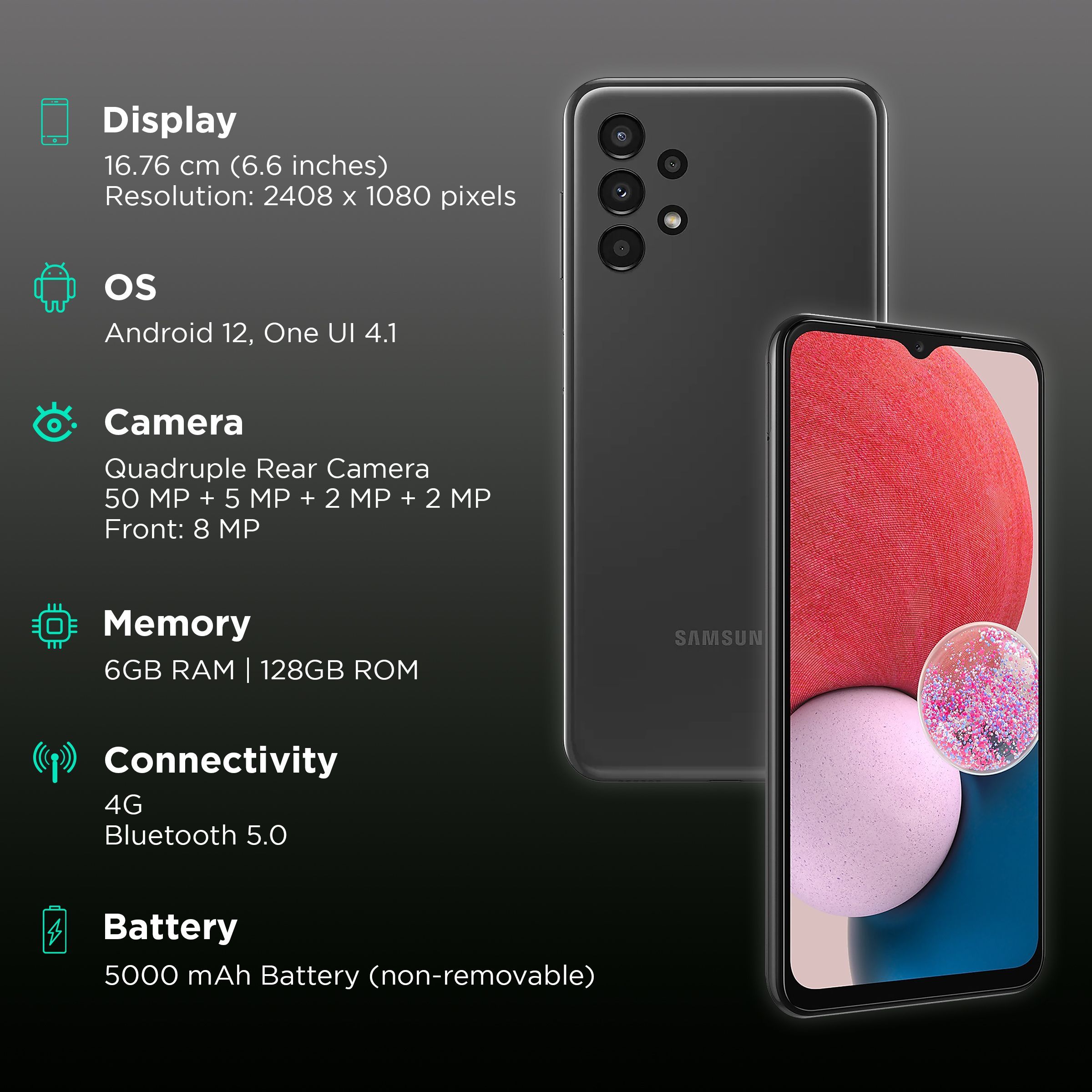 SAMSUNG Galaxy A13 (6GB RAM, 128GB, Black)_3