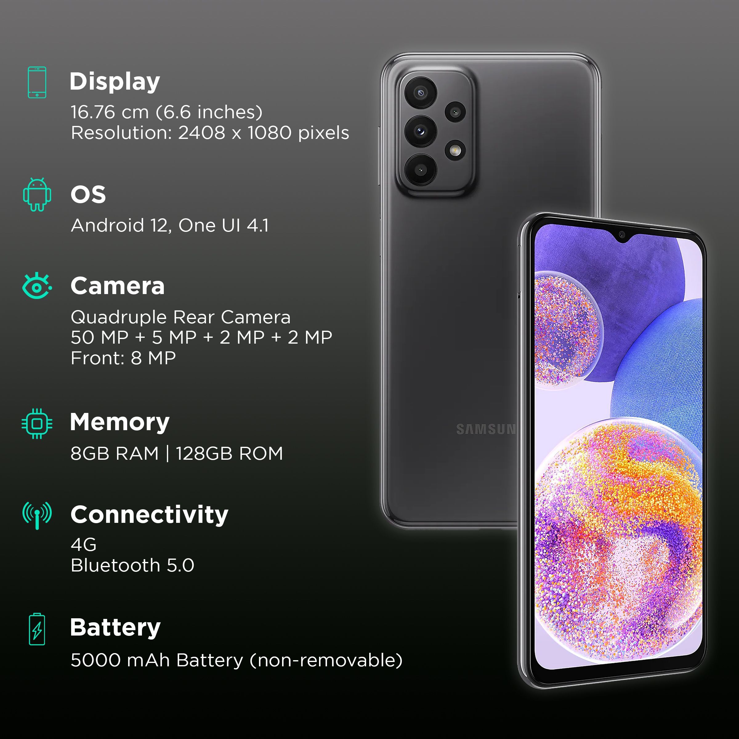 SAMSUNG Galaxy A23 (8GB RAM, 128GB, Black)_3