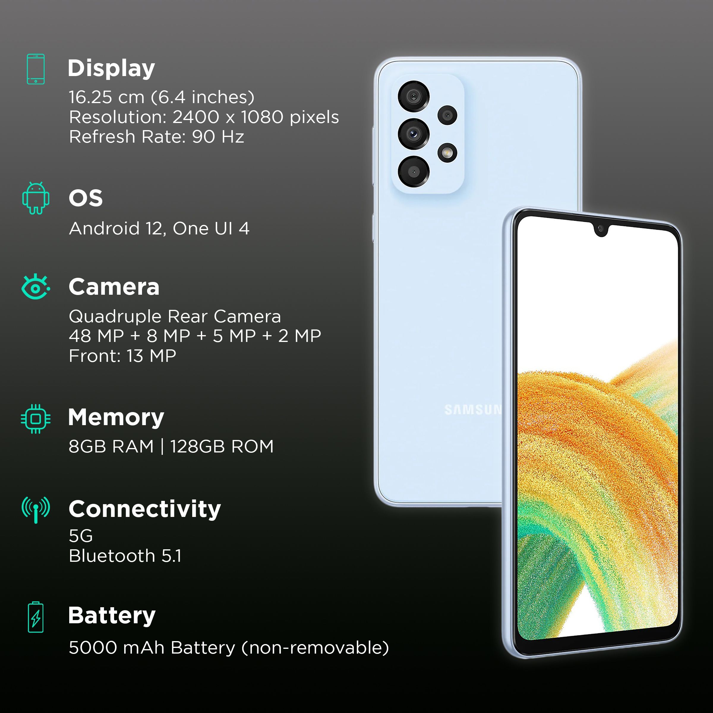 SAMSUNG Galaxy A33 5G (8GB RAM, 128GB, Awesome Blue)_3