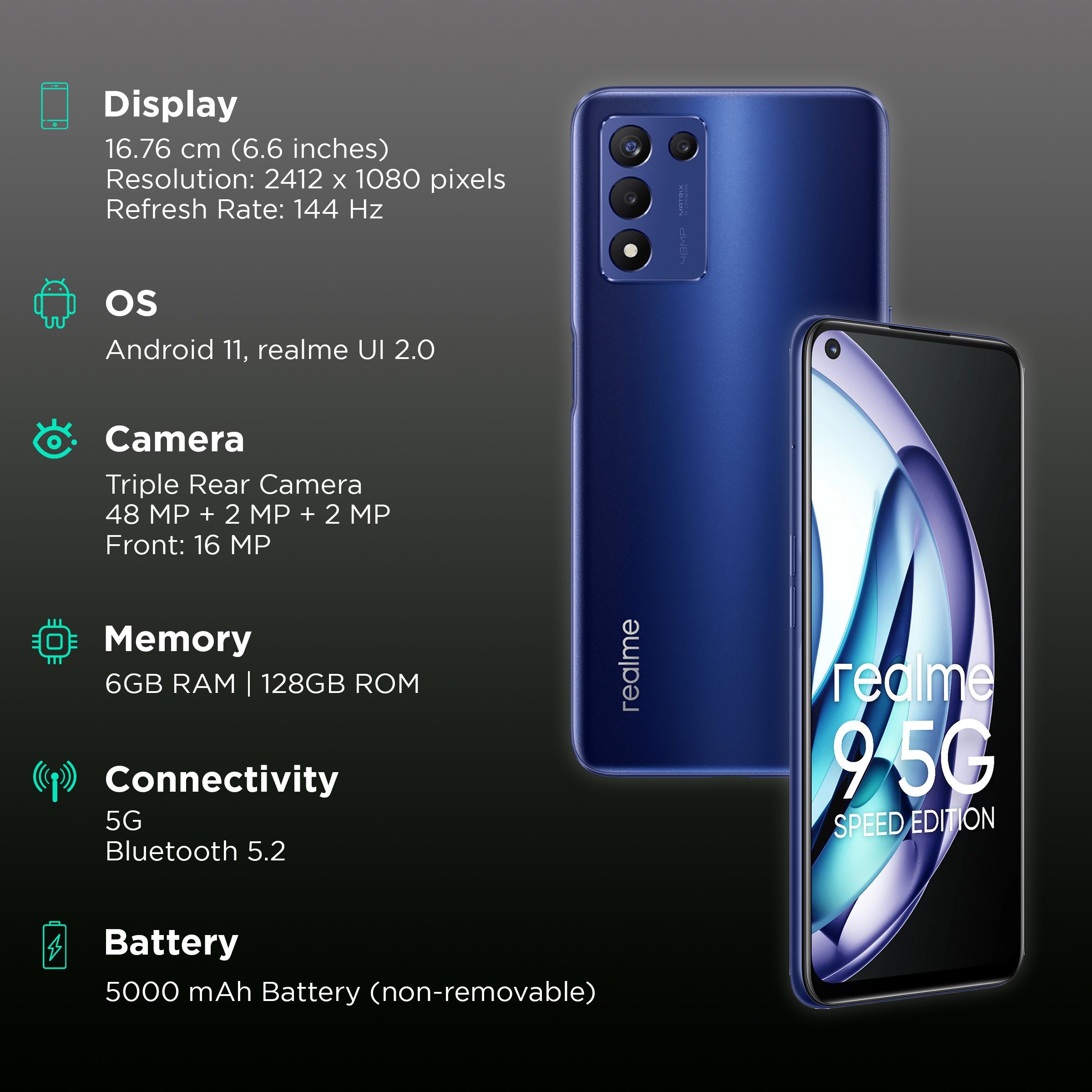 realme 9 Speed Edition 5G (6GB RAM, 128GB, Azure Glow)_3