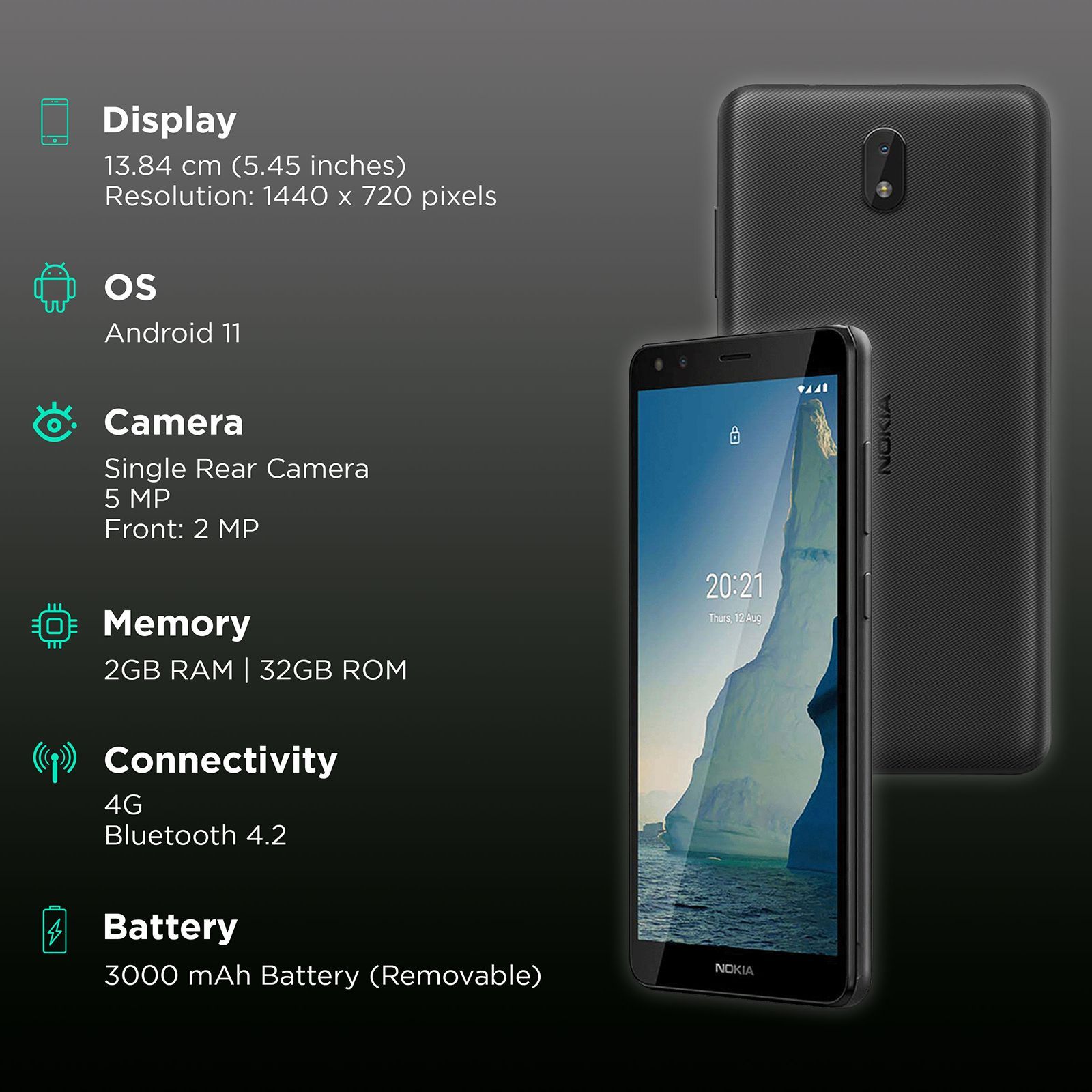 NOKIA C01 Plus (2GB RAM, 32GB, Grey)_3