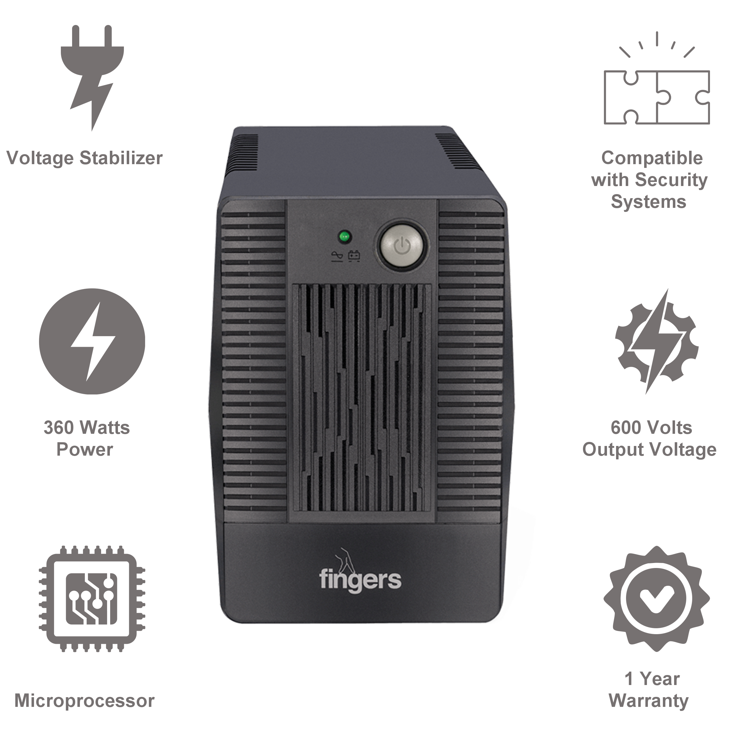 fingers FR-630 Voltage Stabilizer (Microprocessor Control, FR-630 (600 VA), Black)_3