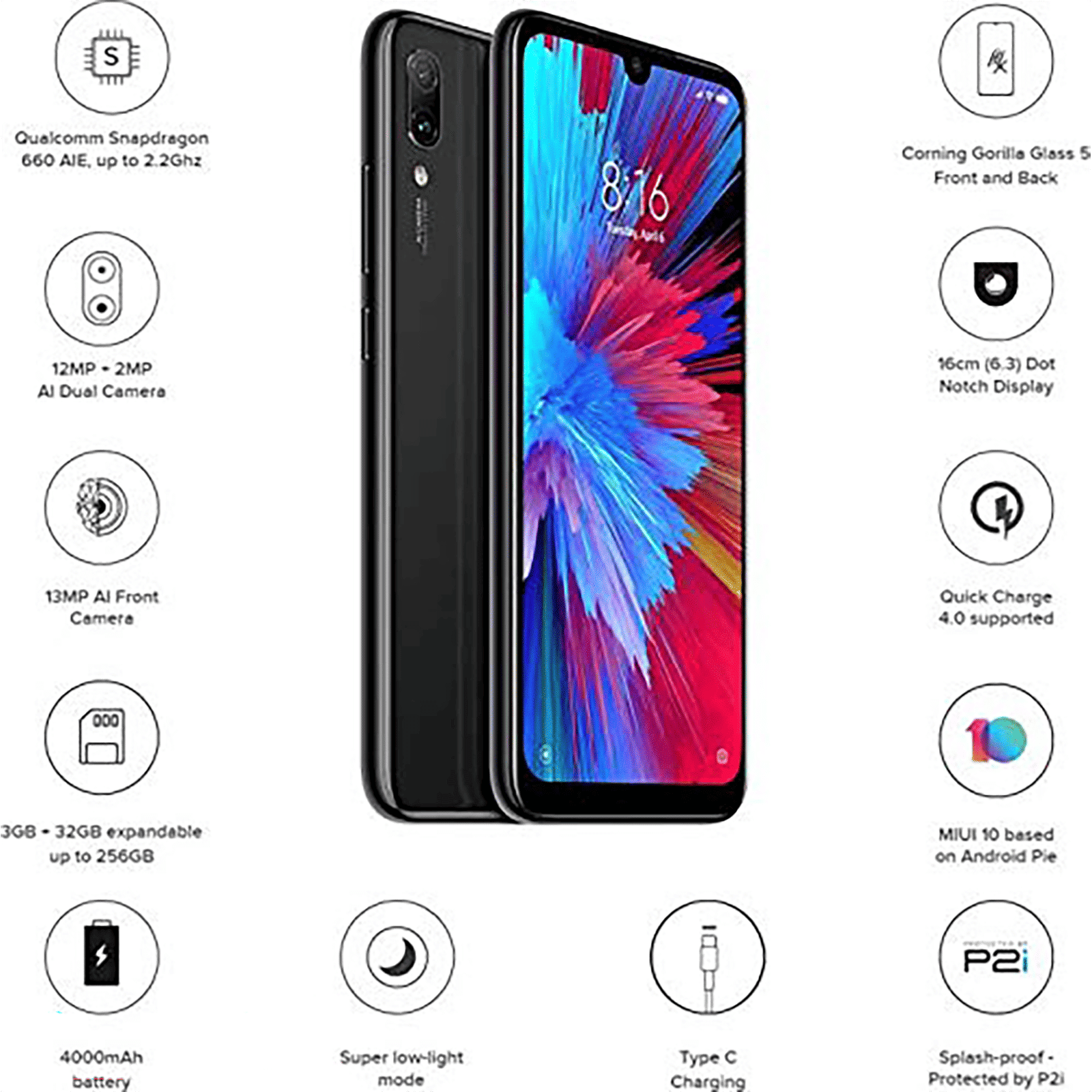 Refurbished Redmi Note 7 (2GB RAM, 32GB, Black)_9