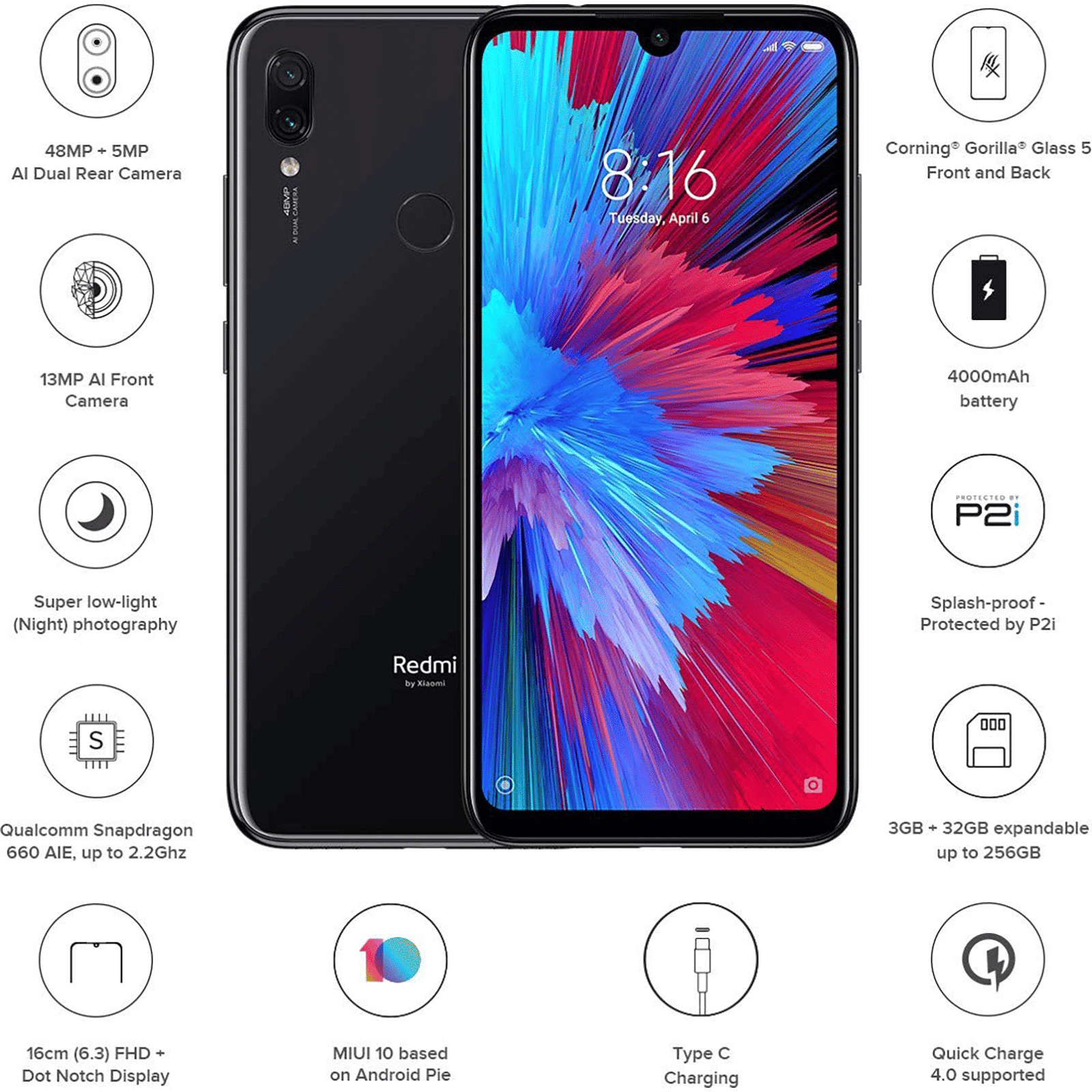 Refurbished Redmi Note 7S (3GB RAM, 32GB, Onyx Black)_7