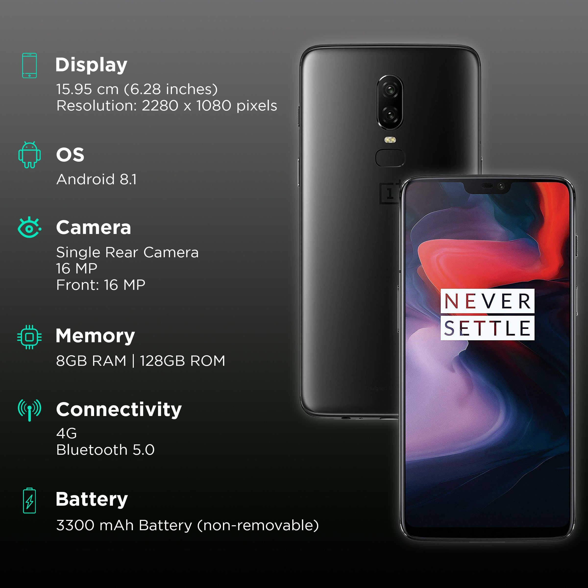 Refurbished OnePlus 6 (8GB RAM, 128GB, Black)_4