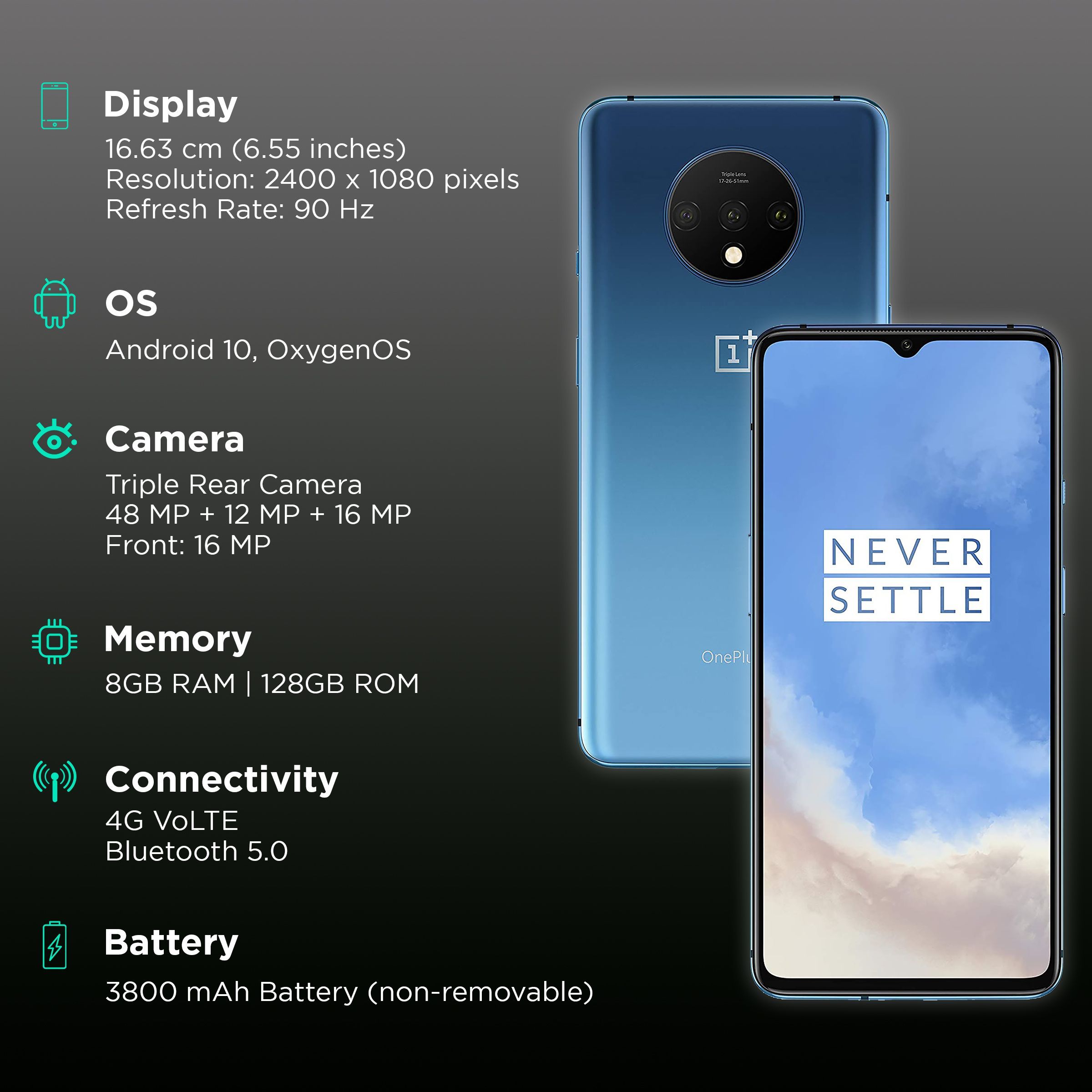 Refurbished OnePlus 7T (8GB RAM, 128GB, Glacier Blue)_4