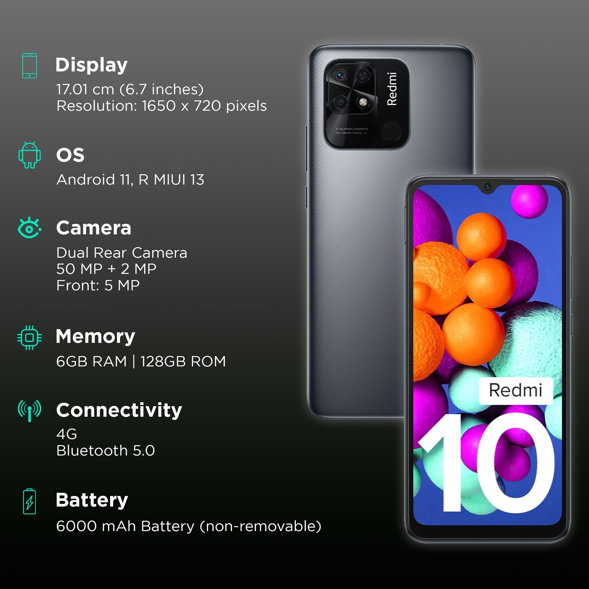 Redmi 10 (6GB RAM, 128GB, Midnight Black)_2