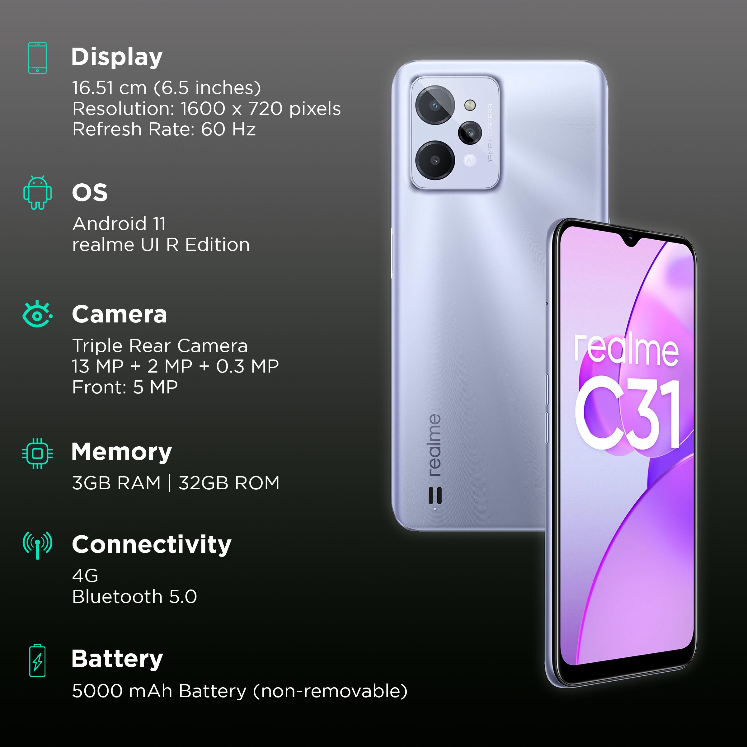 realme C31 (3GB RAM, 32GB, Light Silver)_3