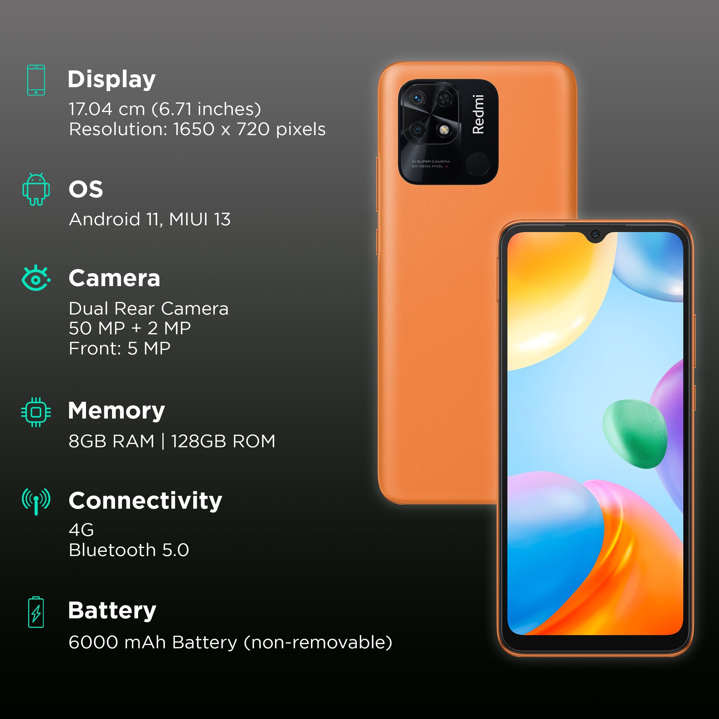 Redmi 10 Power (8GB RAM, 128GB, Sporty Orange)_3