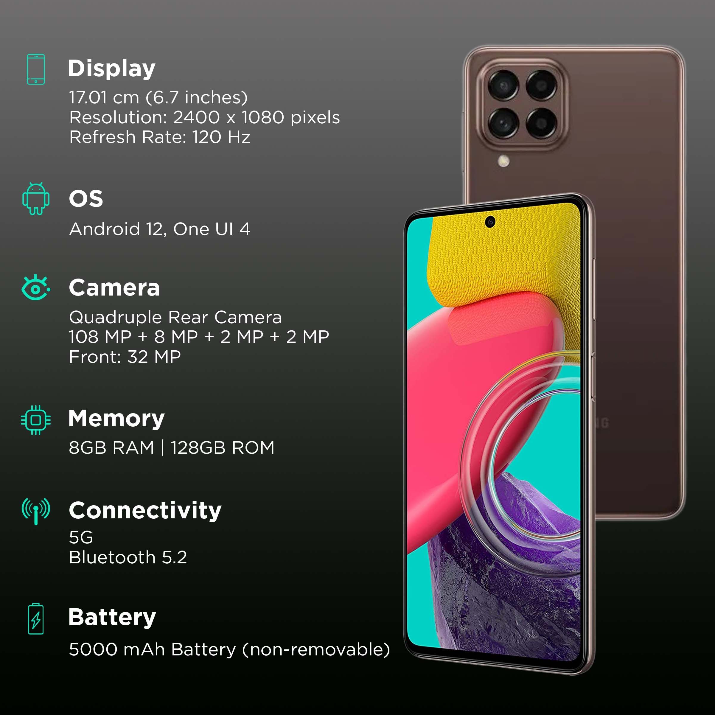 SAMSUNG Galaxy M53 5G (8GB RAM, 128GB, Brown)_3