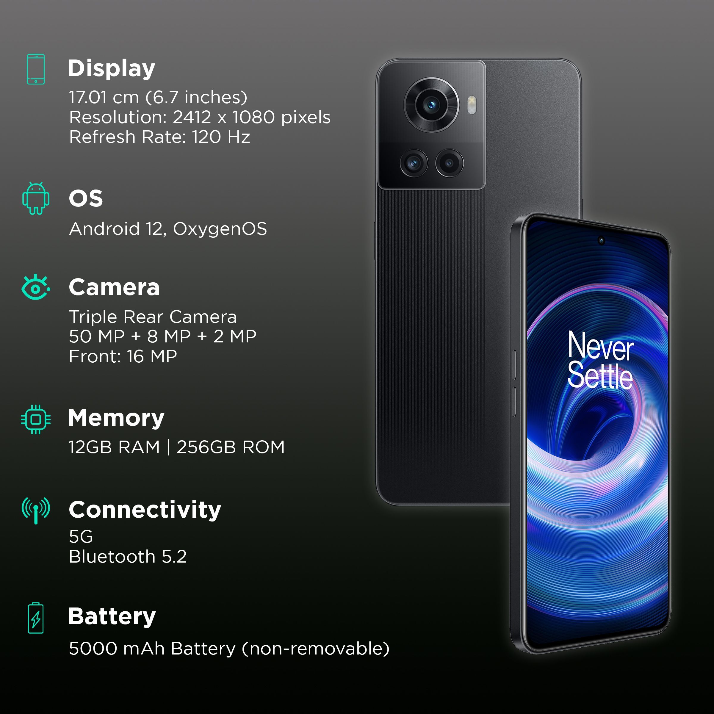 OnePlus 10R 5G (12GB RAM, 256GB, Sierra Black)_3