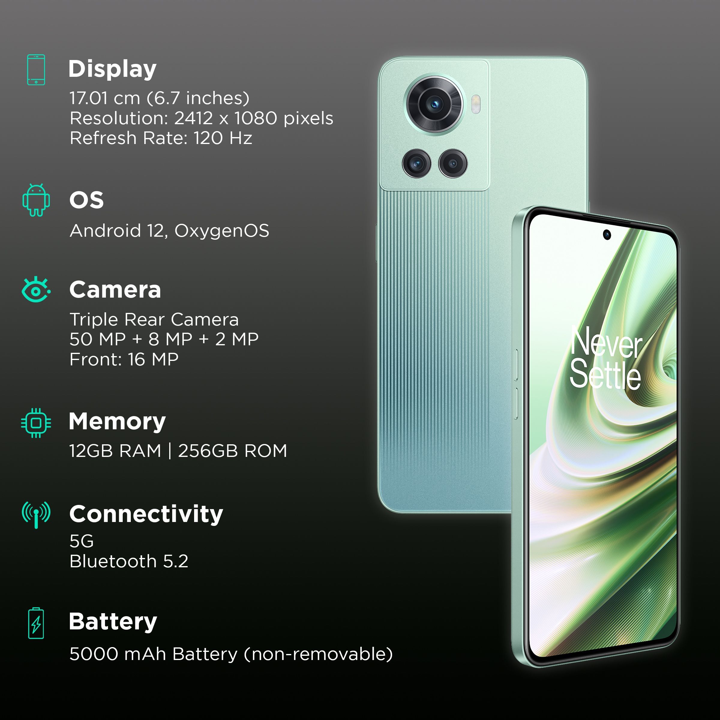 OnePlus 10R 5G (12GB RAM, 256GB, Forest Green)_3