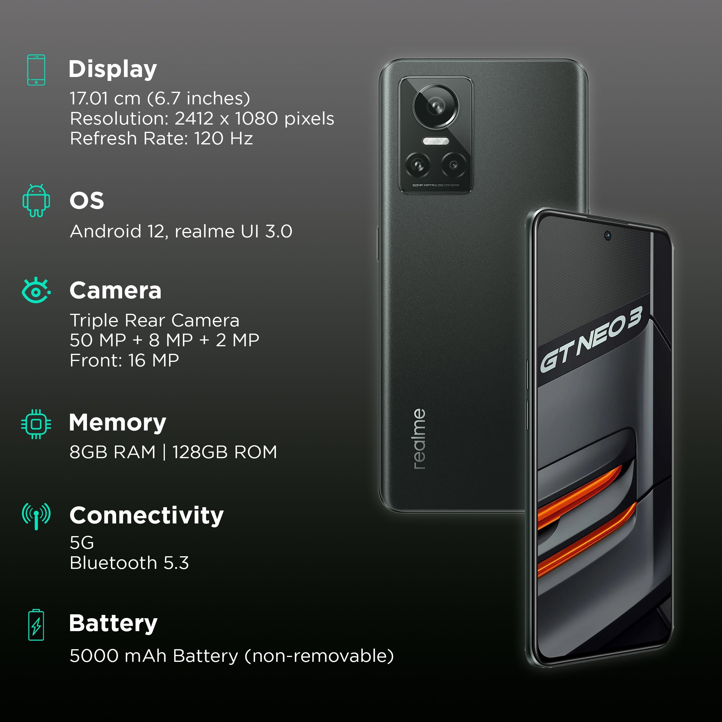 realme GT Neo 3 5G (8GB RAM, 128GB, Asphalt Black)_3