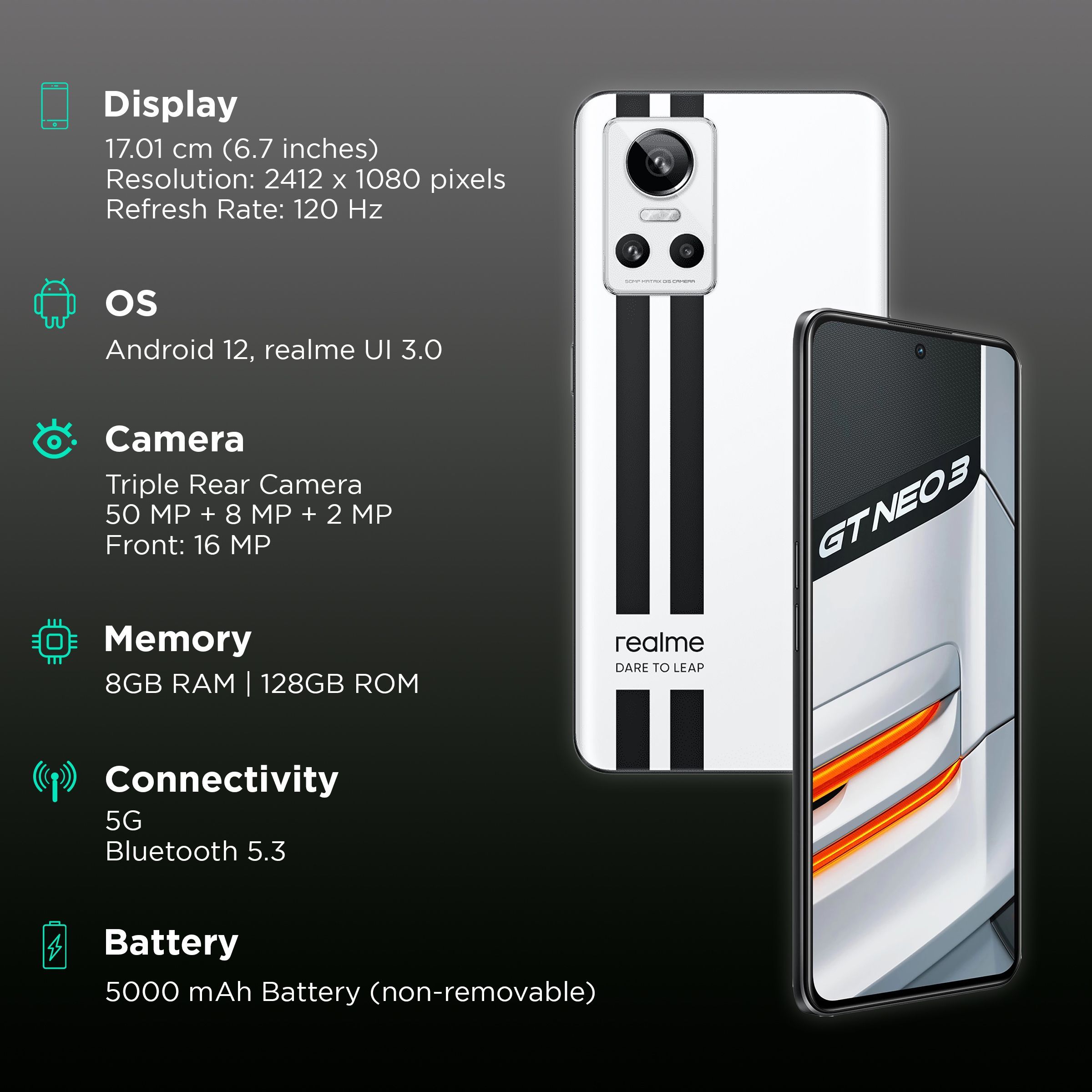 realme GT Neo 3 5G (8GB RAM, 128GB, Sprint White) realme GT Neo 3 5G (8GB RAM, 128GB, Sprint White)_3