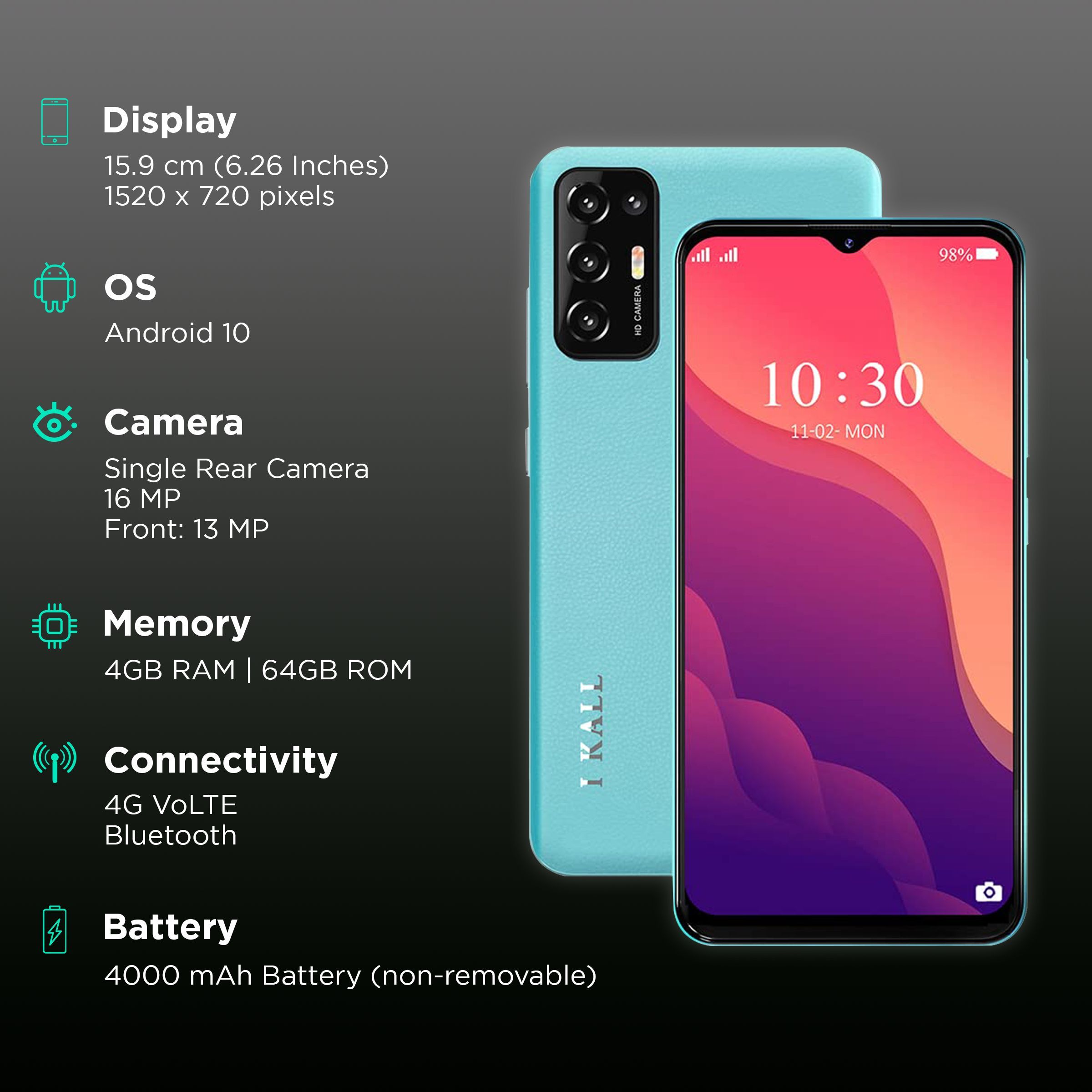 I KALL K525 Pro (4GB RAM, 64GB, Sky Blue) I KALL K525 Pro (4GB RAM, 64GB, Sky Blue)_3