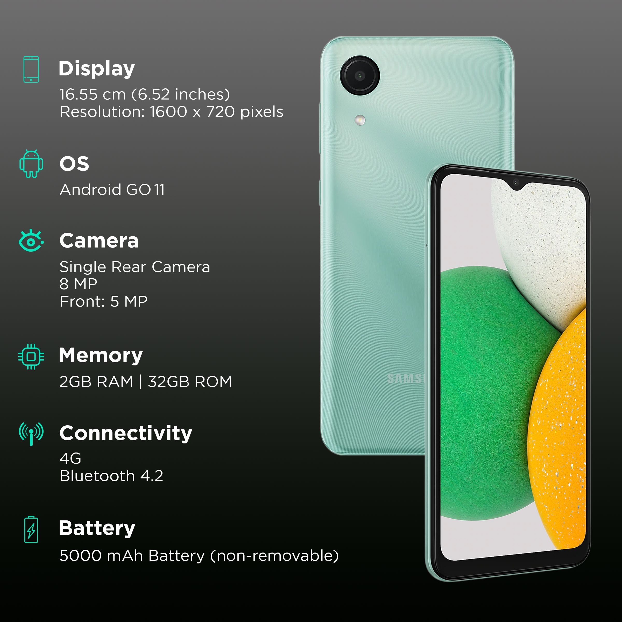 SAMSUNG Galaxy A03 Core (2GB, 32GB, Light Green) SAMSUNG Galaxy A03 Core (2GB, 32GB, Light Green)_3