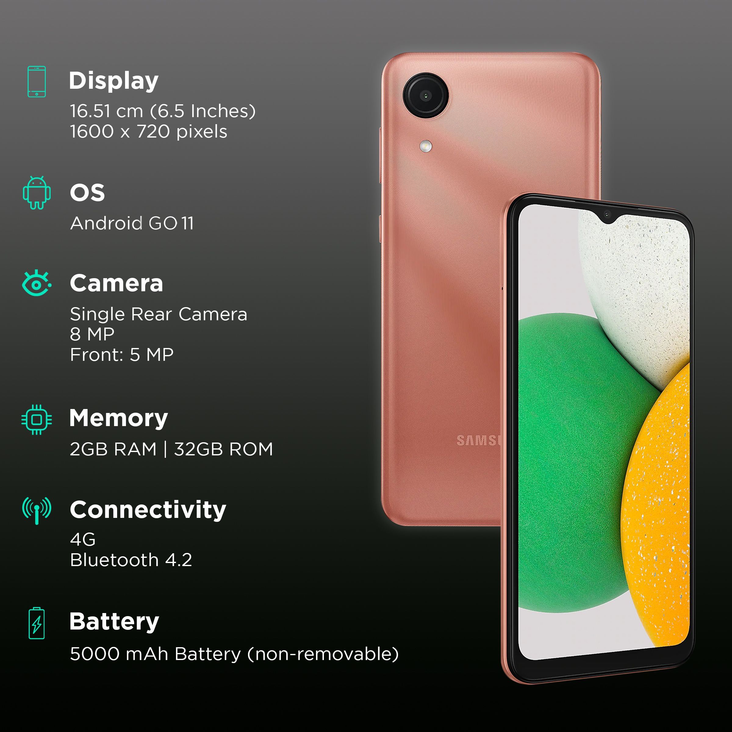 SAMSUNG Galaxy A03 Core (2GB RAM, 32GB, Copper)_3