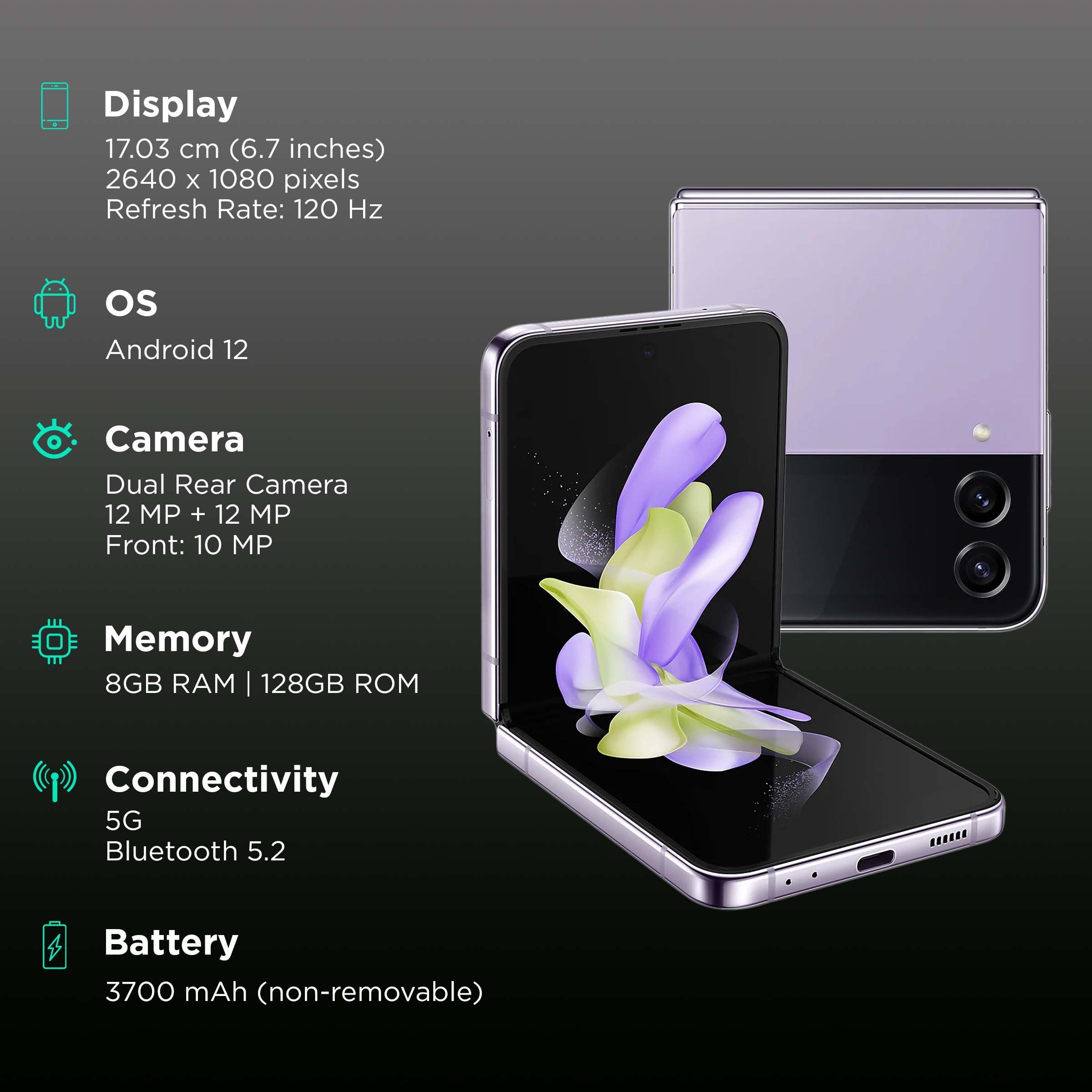 SAMSUNG Galaxy Z Flip4 5G (8GB RAM, 128GB, Bora Purple)_3