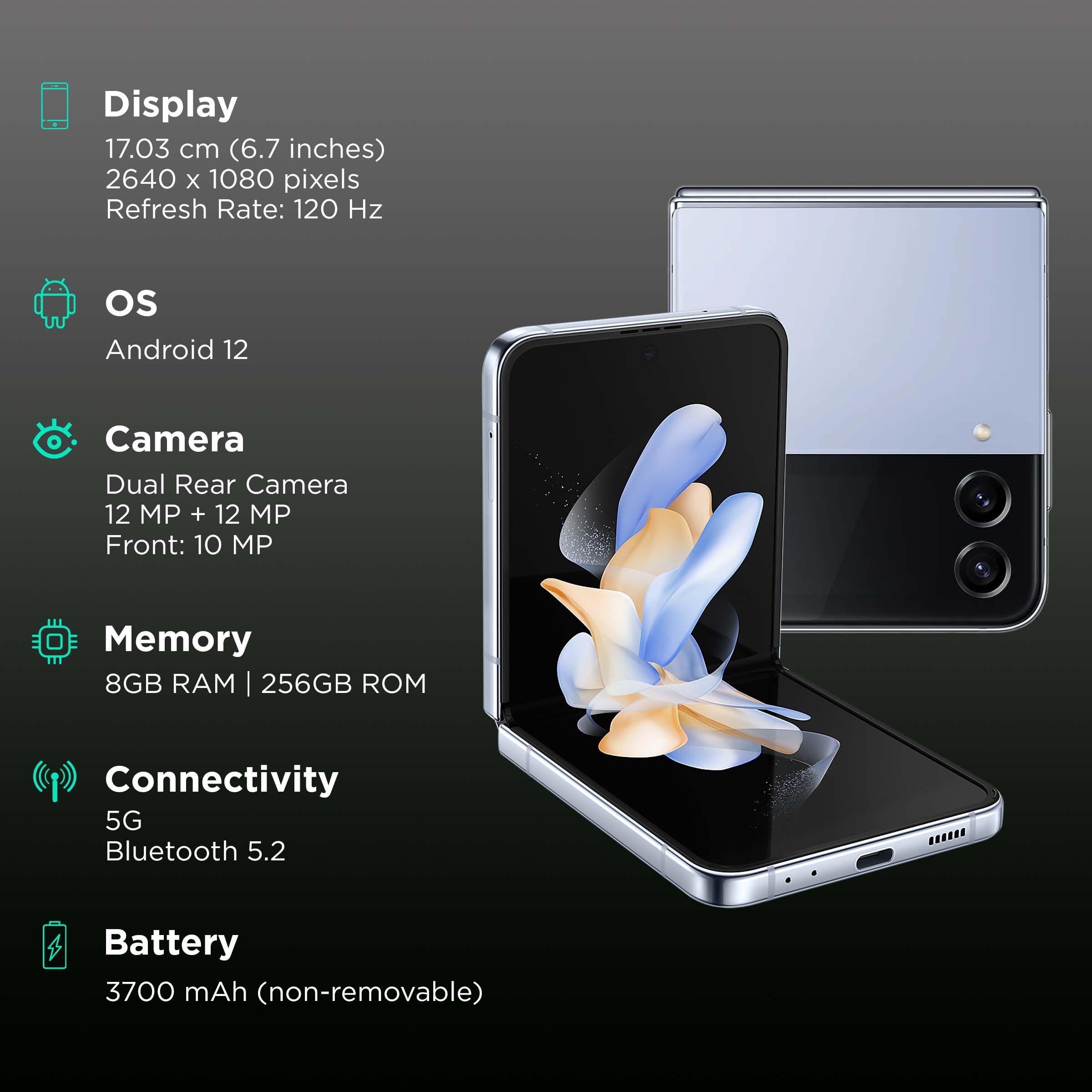 SAMSUNG Galaxy Z Flip4 5G (8GB RAM, 256GB, Blue)_3