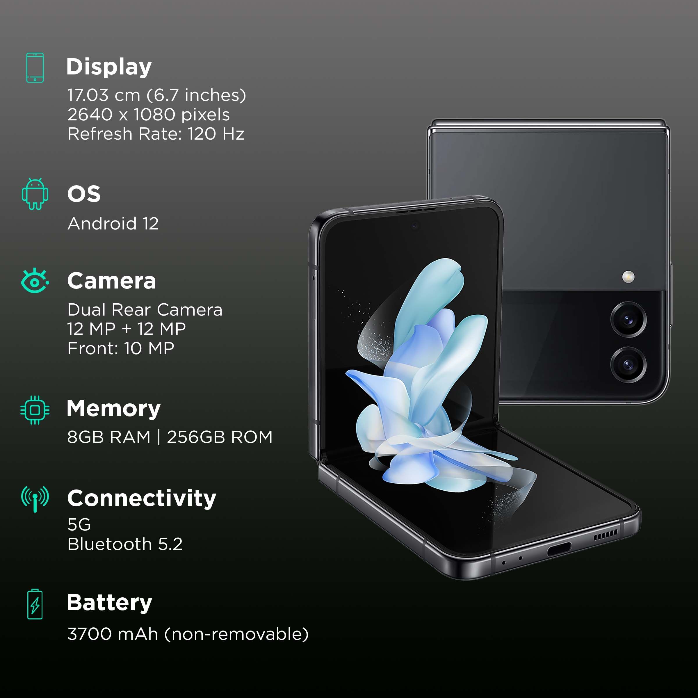SAMSUNG Galaxy Z Flip4 5G (8GB RAM, 256GB, Graphite) SAMSUNG Galaxy Z Flip4 5G (8GB RAM, 256GB, Graphite)_3