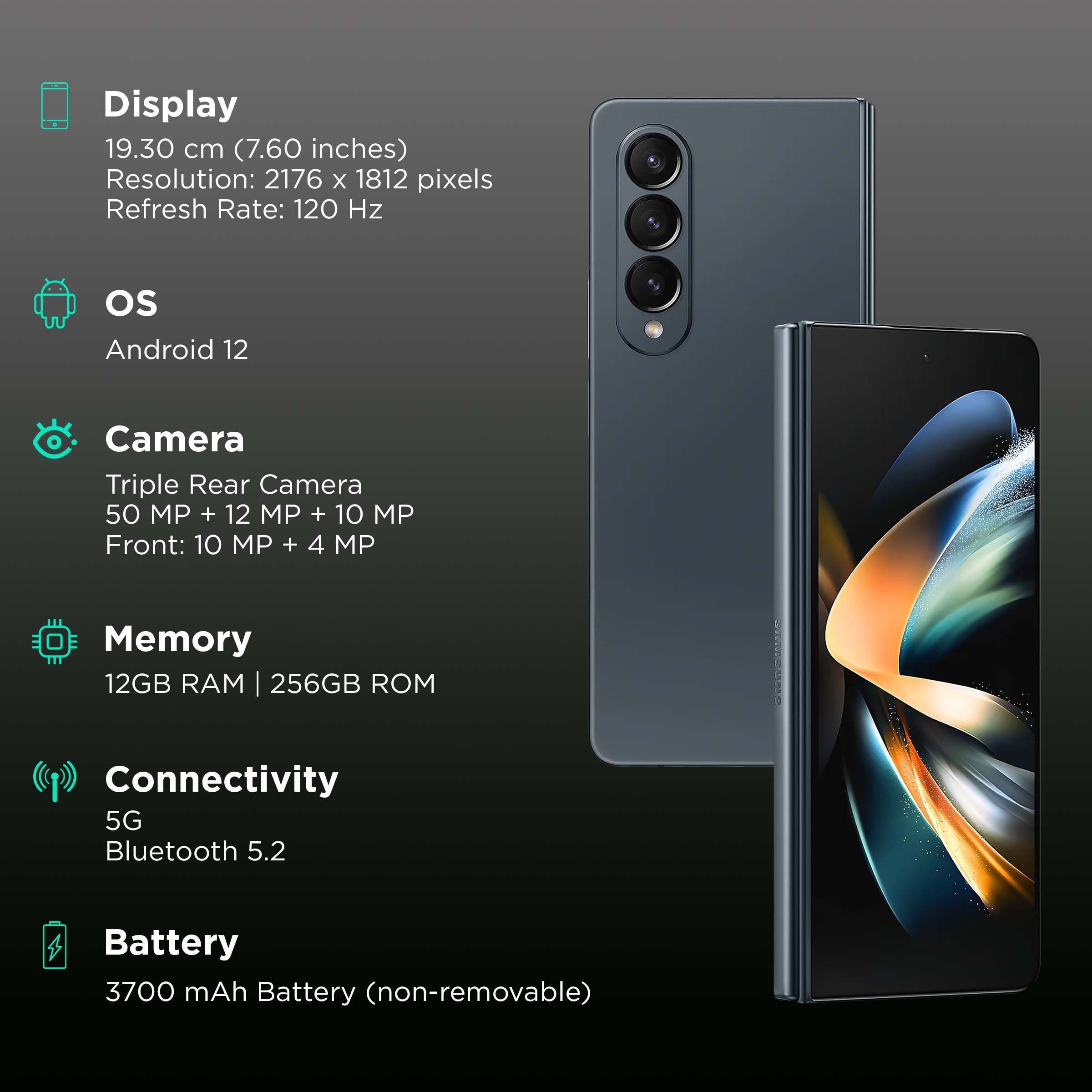 SAMSUNG Galaxy Z Fold4 5G (12GB RAM, 256GB, Gray Green)_3