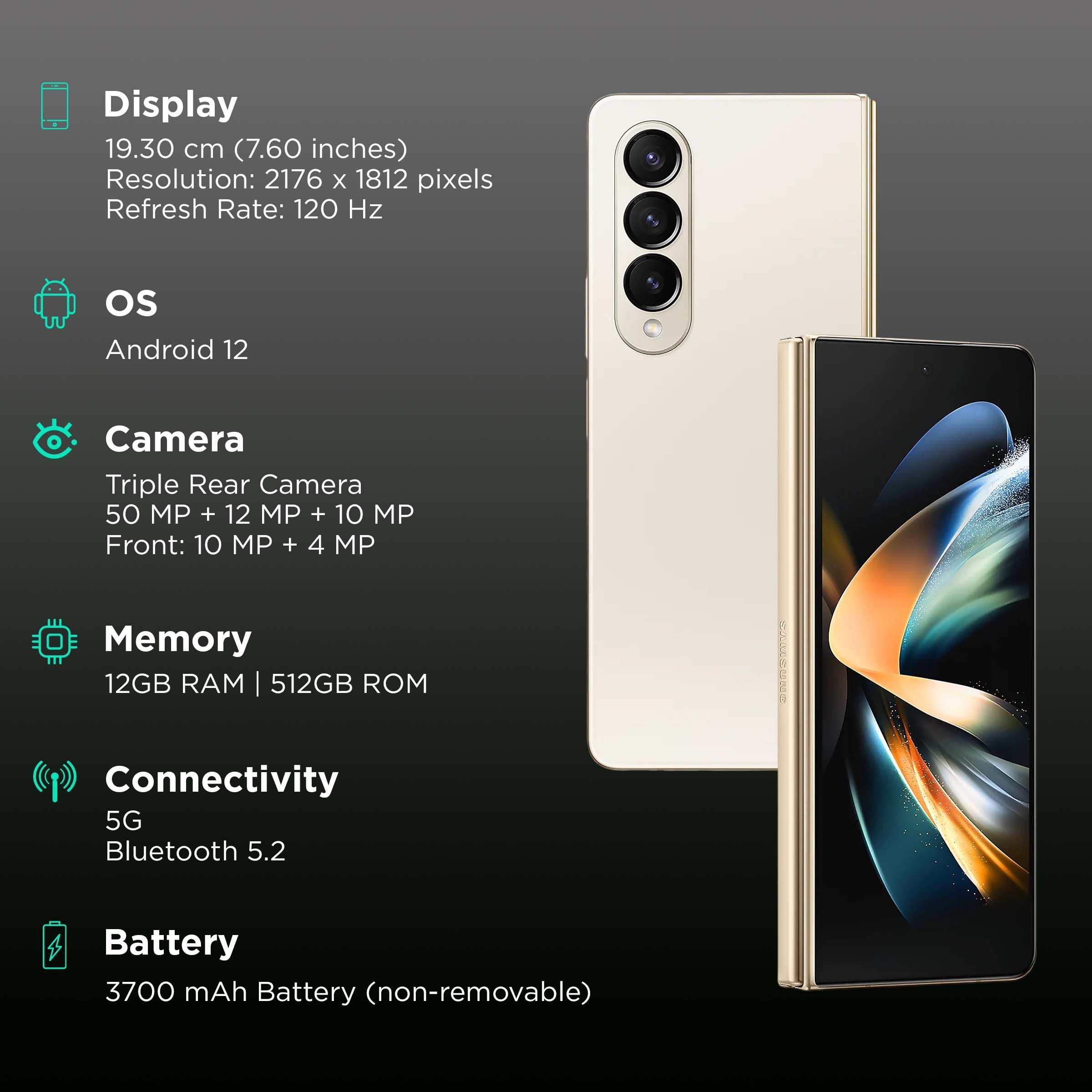 SAMSUNG Galaxy Z Fold4 5G (12GB RAM, 512GB, Beige)_3