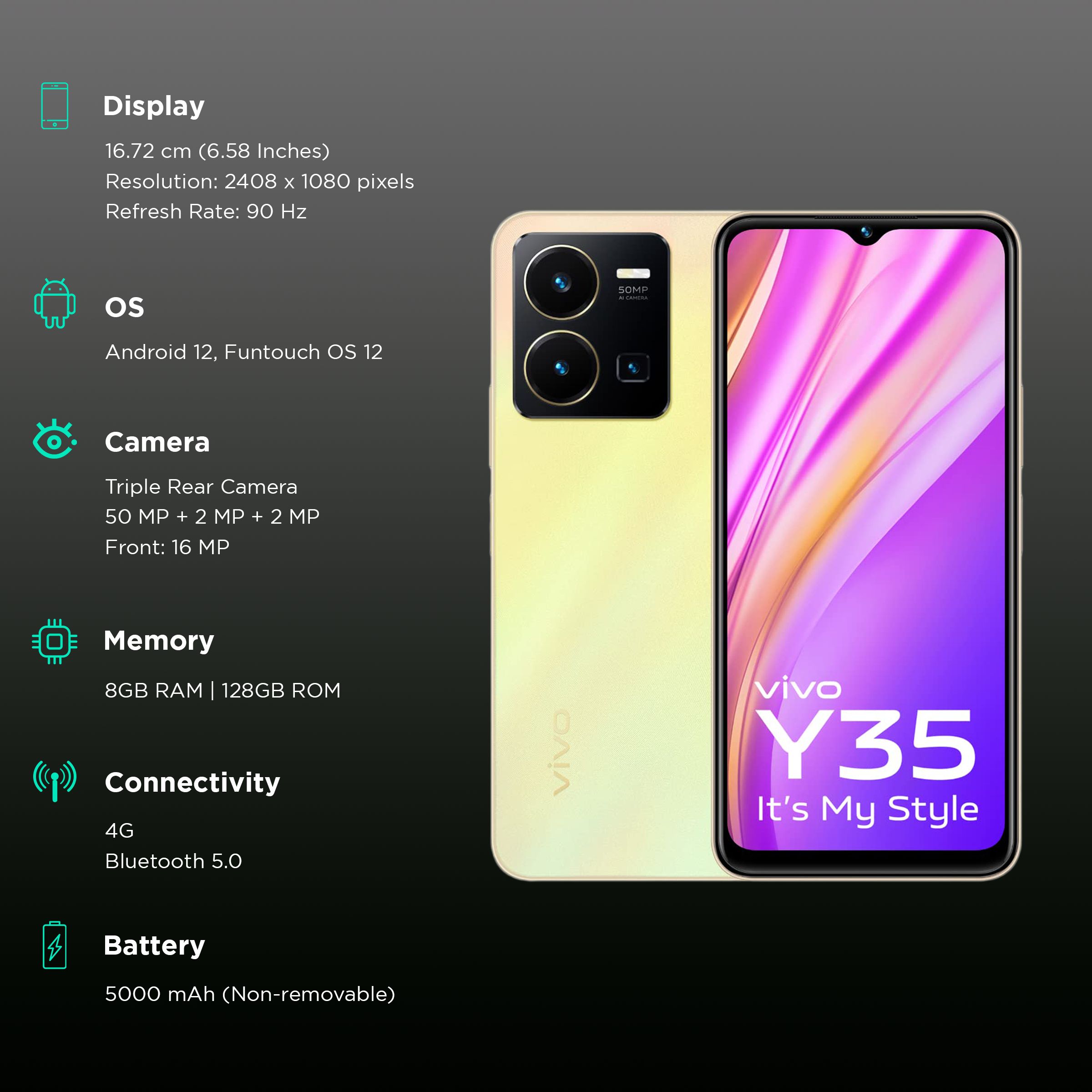 vivo Y35 (8GB RAM, 128GB, Dawn Gold)_3