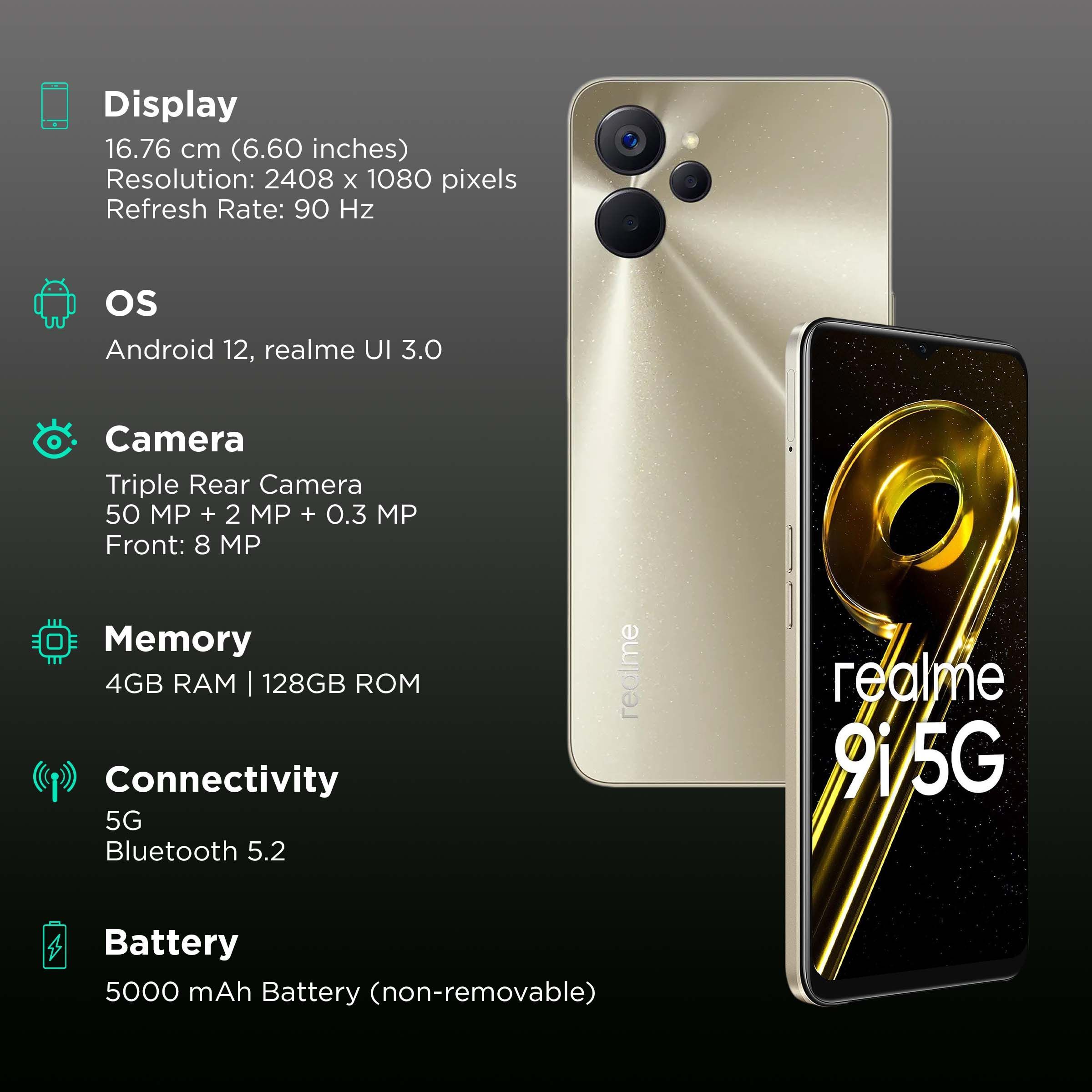 realme 9i 5G (4GB RAM, 128GB, Metallica Gold)_3