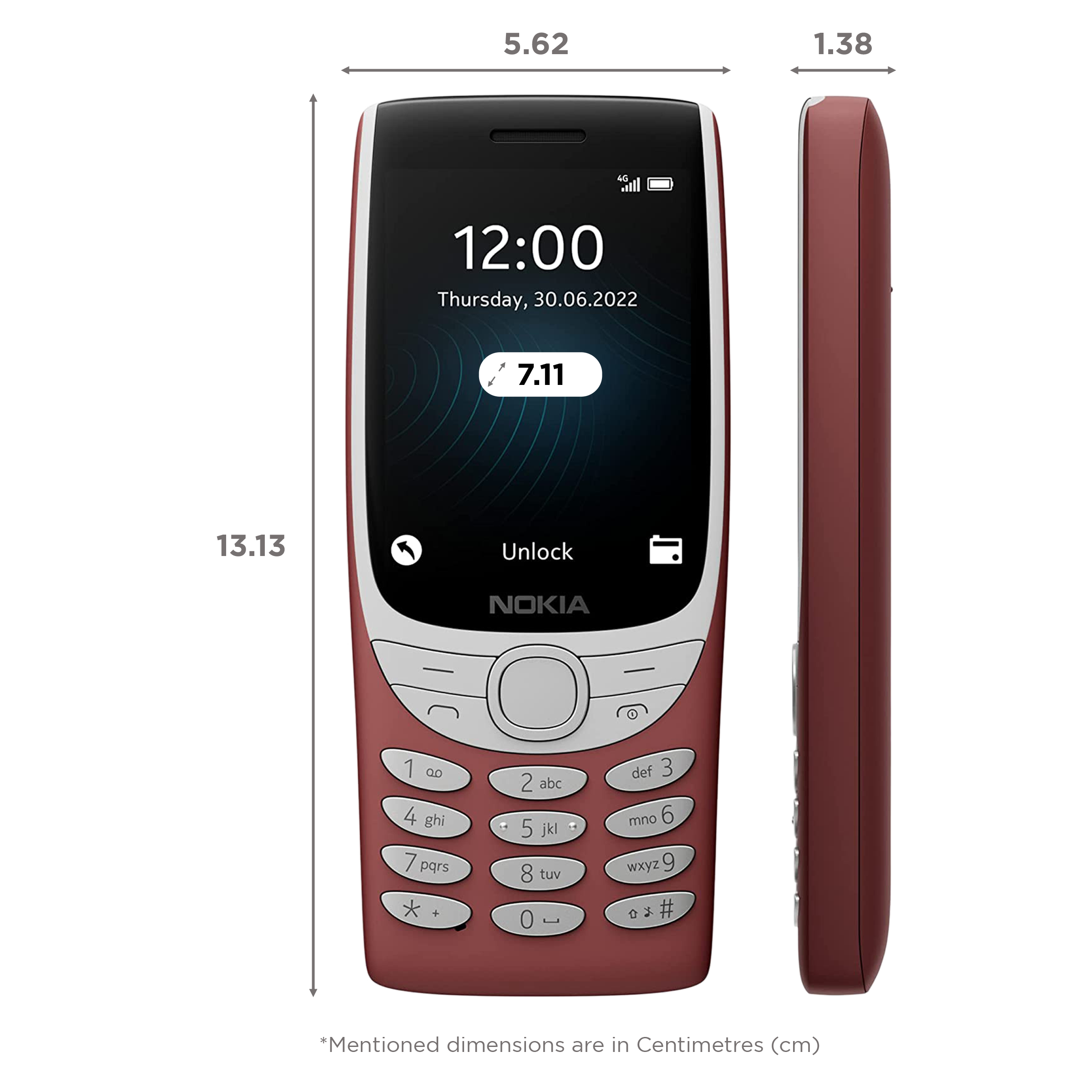 NOKIA 8210 4G (128MB, Dual SIM, Rear Camera, Red) NOKIA 8210 4G (128MB, Dual SIM, Rear Camera, Red)_2