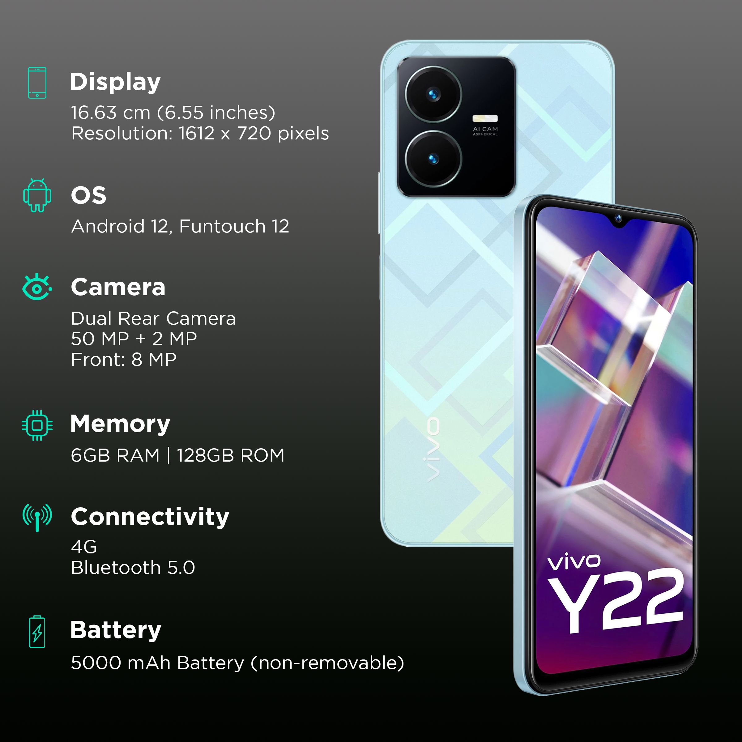 vivo Y22 (6GB RAM, 128GB, Metaverse Green)_3