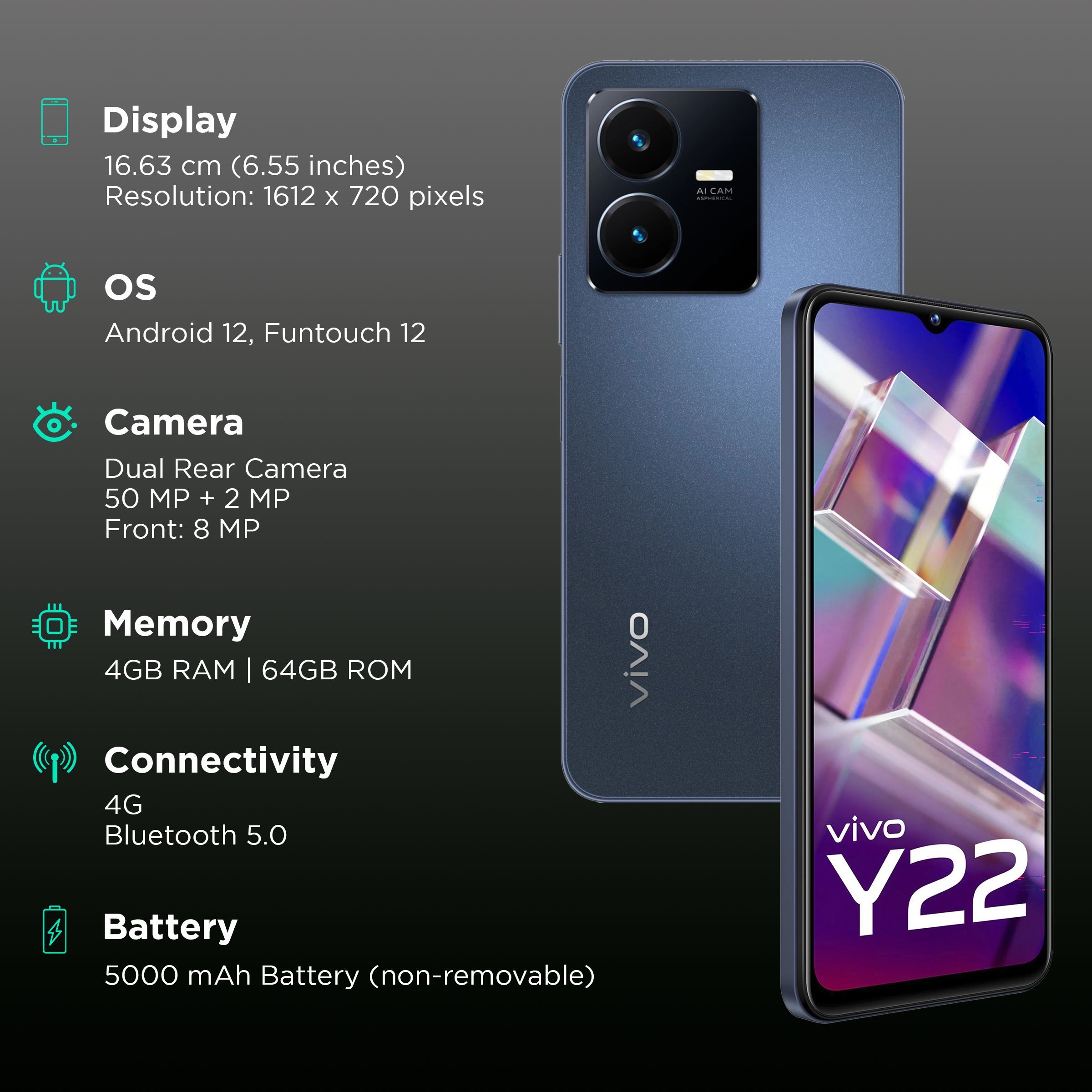 vivo Y22 (4GB RAM, 64GB, Starlit Blue)_3