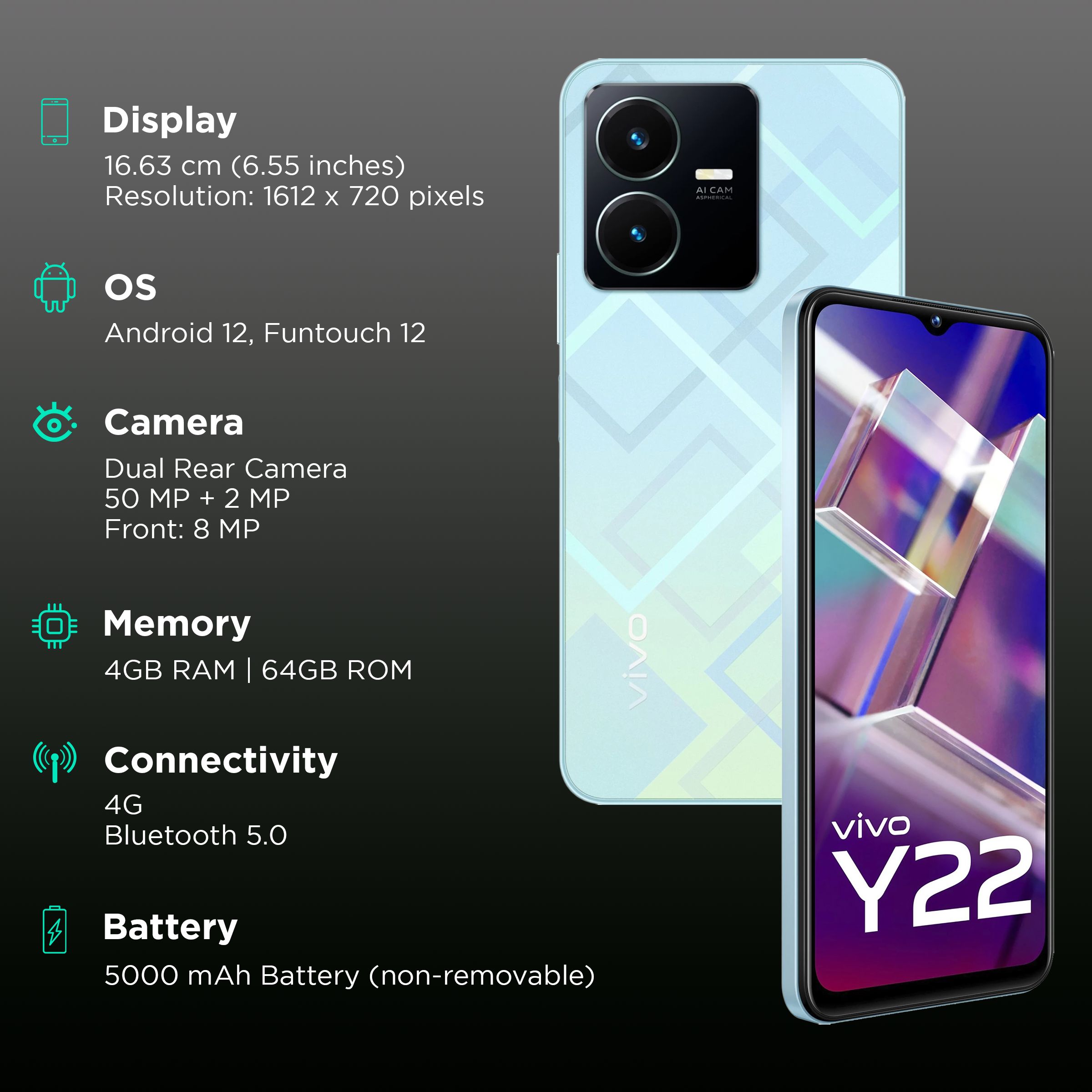 vivo Y22 (4GB RAM, 64GB, Metaverse Green)_3