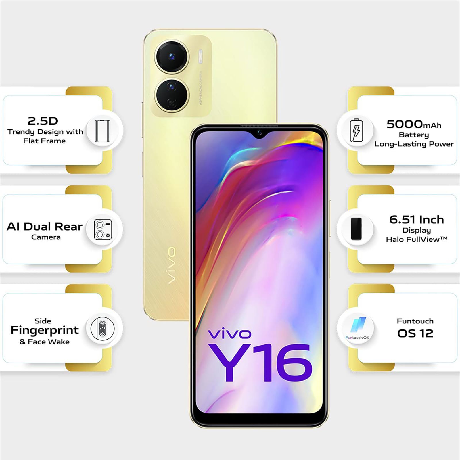 vivo Y16 (4GB RAM, 64GB, Drizzling Gold)_9