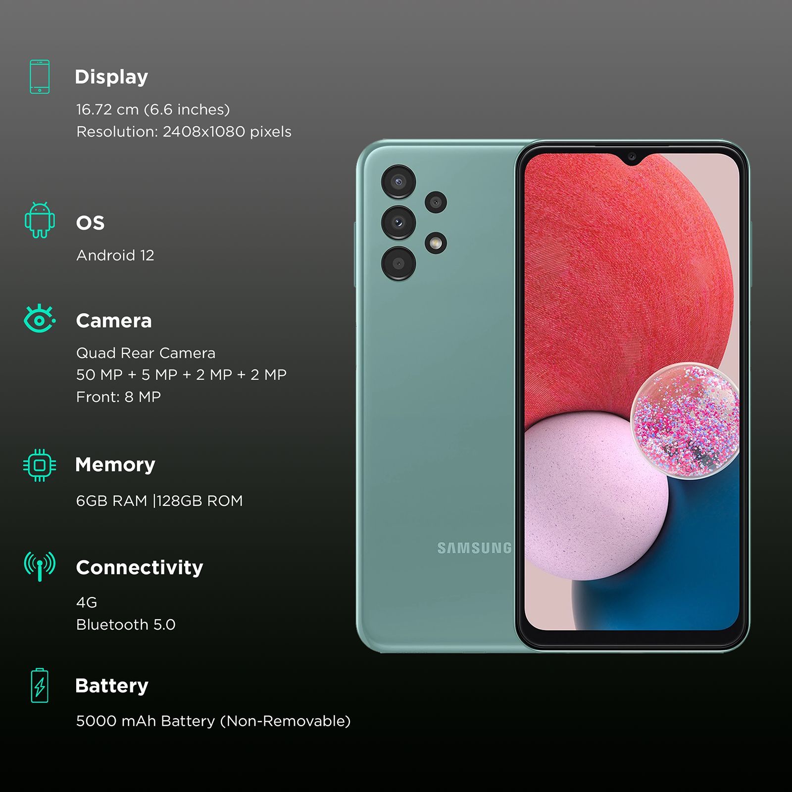 SAMSUNG Galaxy A13 (6GB RAM, 128GB, Green)_3