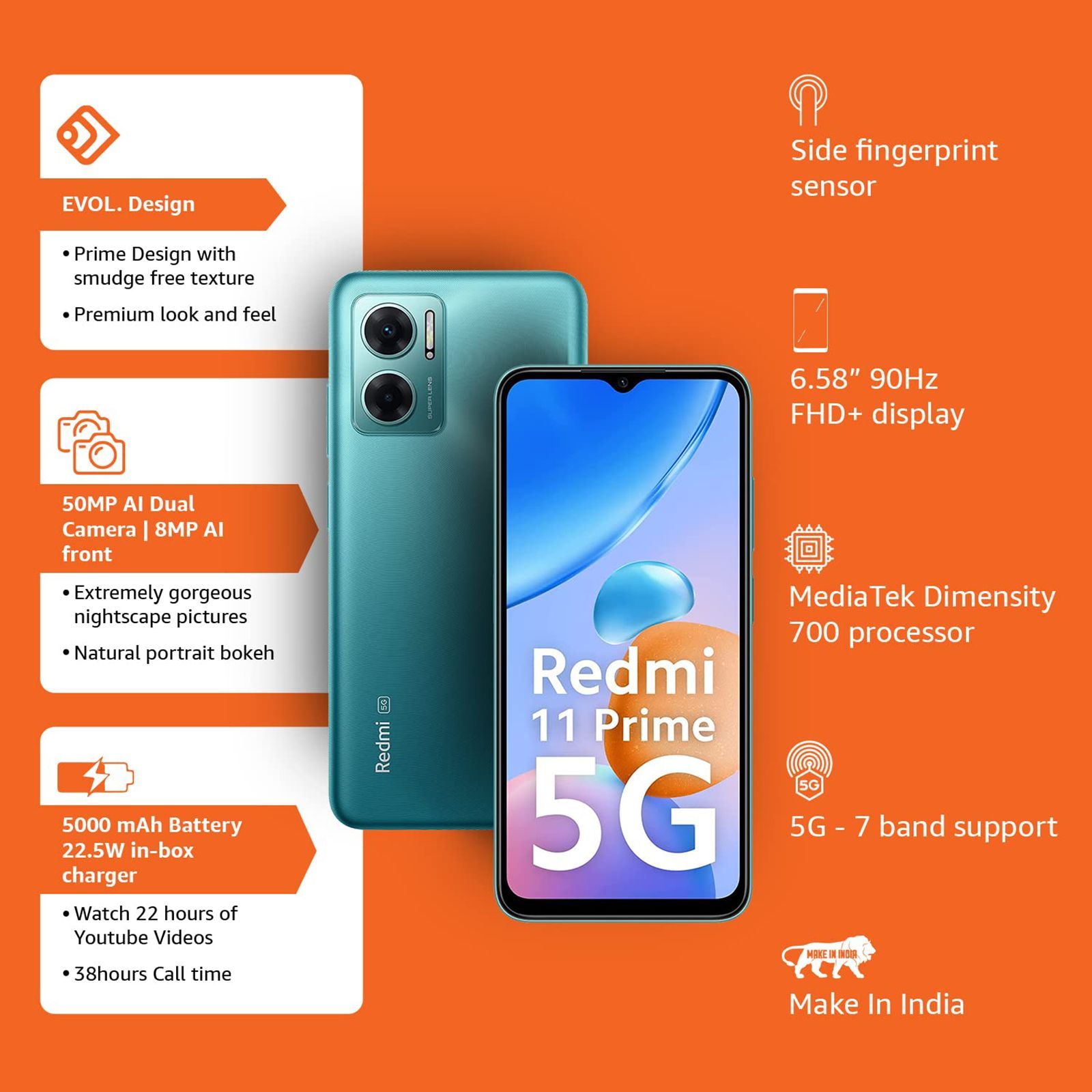 Redmi 11 Prime 5G (4GB RAM, 64GB, Meadow Green) Redmi 11 Prime 5G (4GB RAM, 64GB, Meadow Green)_10